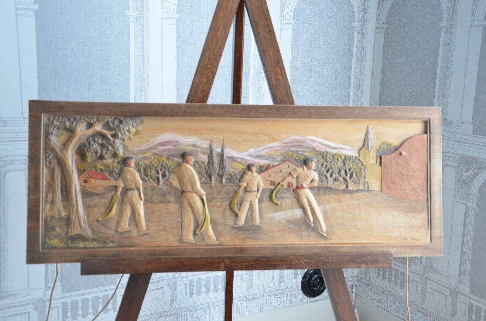 Carved 'Bas-relief' of Pelota Game From The Spanish Basque Country (1 of 7)