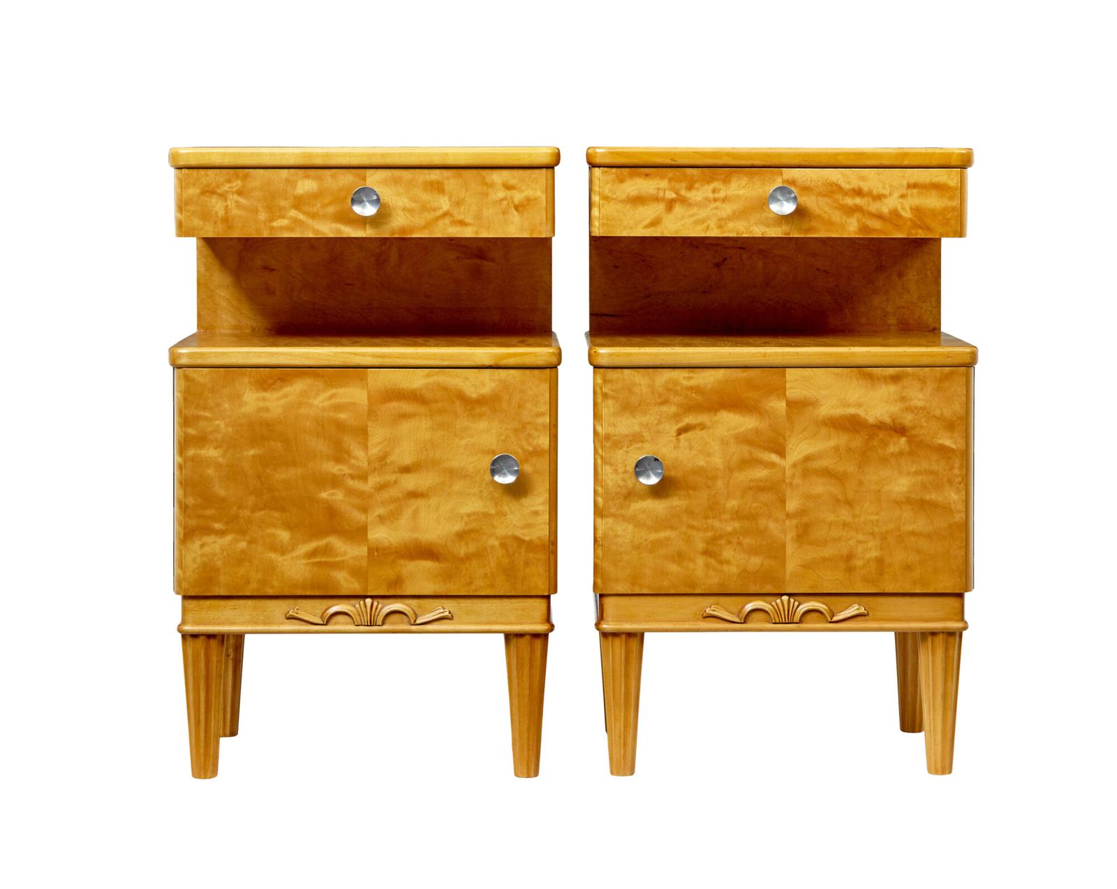 Pair of Mid Century Scandinavian Birch Bedside Cupboards (1 of 9) Pair of Mid Century Scandinavian Birch Bedside Cupboards (1 of 9)