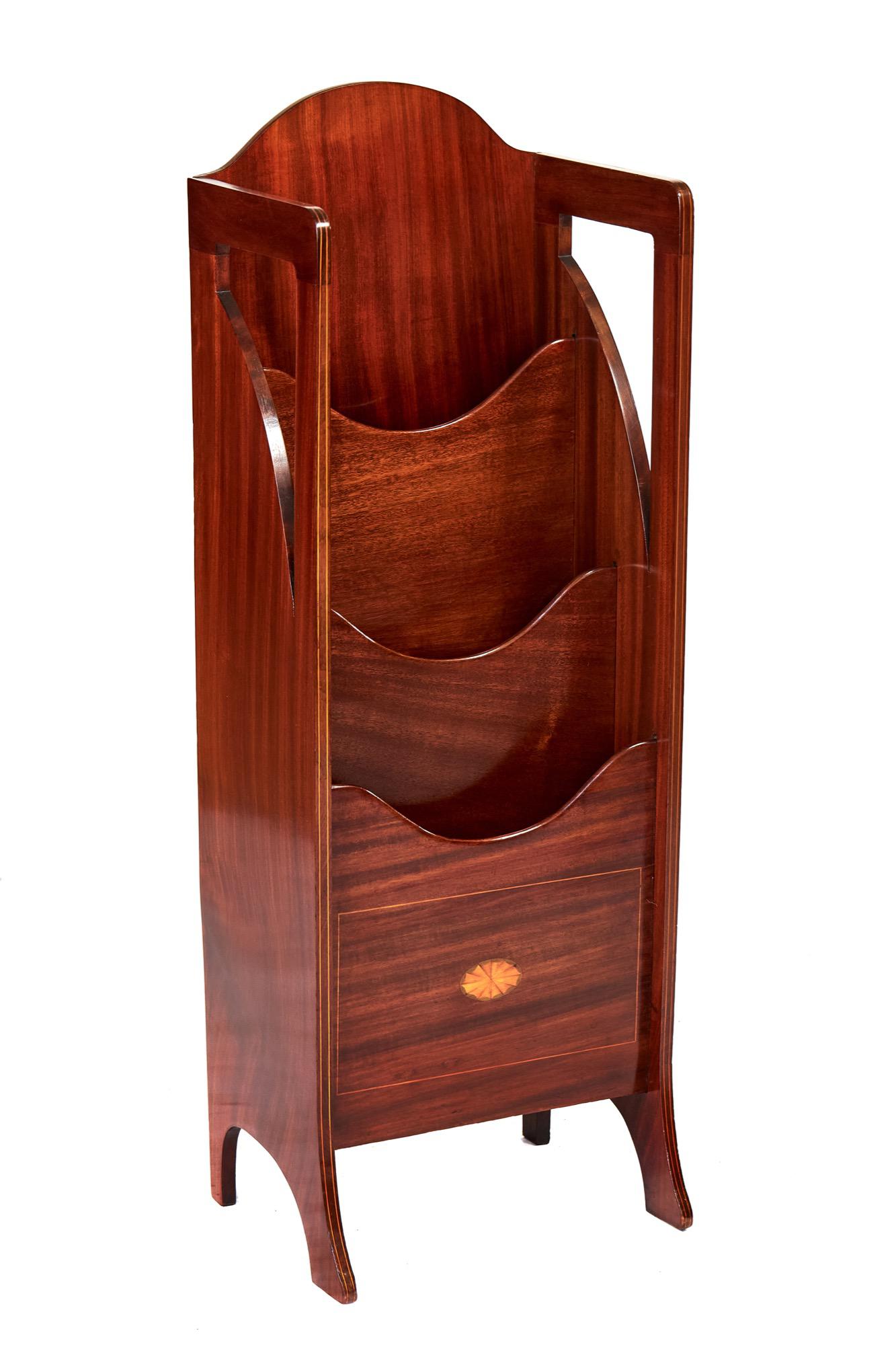 Edwardian Inlaid Mahogany Magazine Rack (1 of 6)