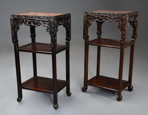 Late 19thc Matched Pair of Freestanding Chinese Hardwood Pot Stands (1 of 12) Late 19thc Matched Pair of Freestanding Chinese Hardwood Pot Stands (1 of 12)