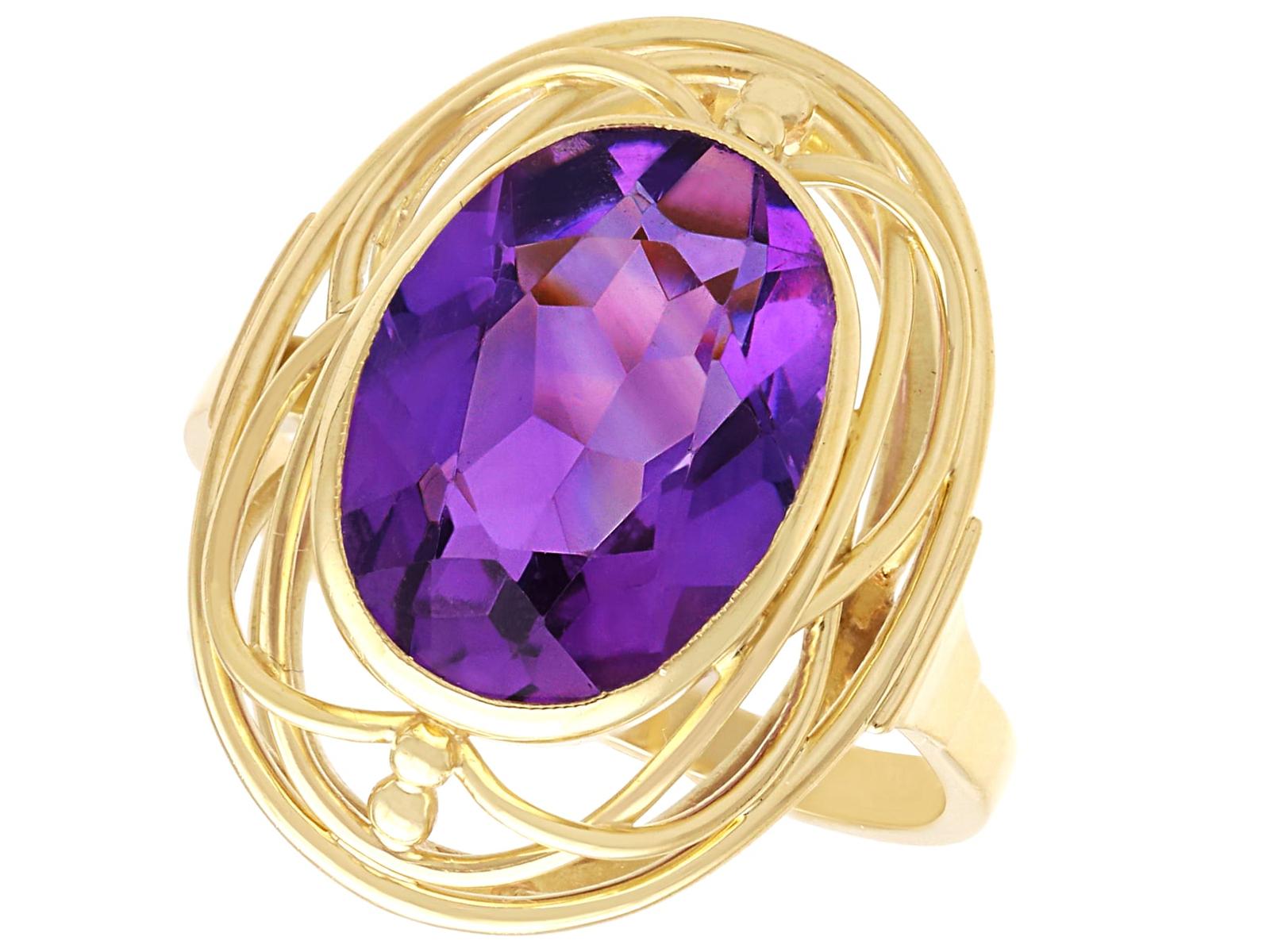 Vintage 6.91ct Amethyst & 14ct Yellow Gold Dress Ring 1940 (1 of 13)
