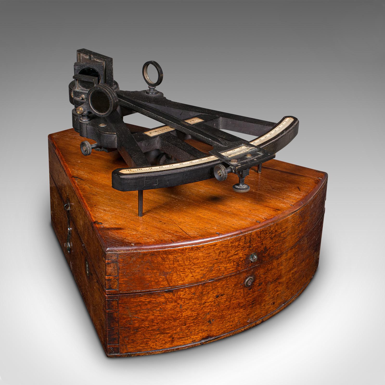 Antique Cased Octant, Scottish, Ebony, Navigation Instrument, Sextant, Victorian (1 of 12)