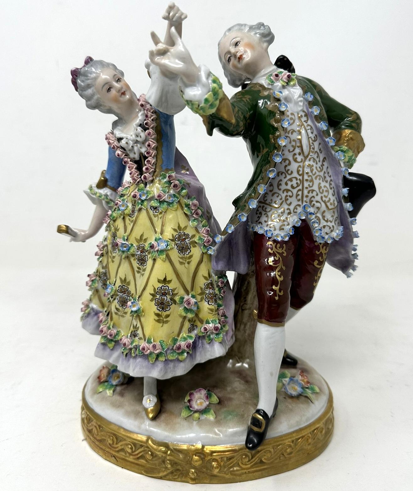 Antique Sitzendorf German Porcelain China Dancing Male Female Figure Group - 19th Century (1 of 10)
