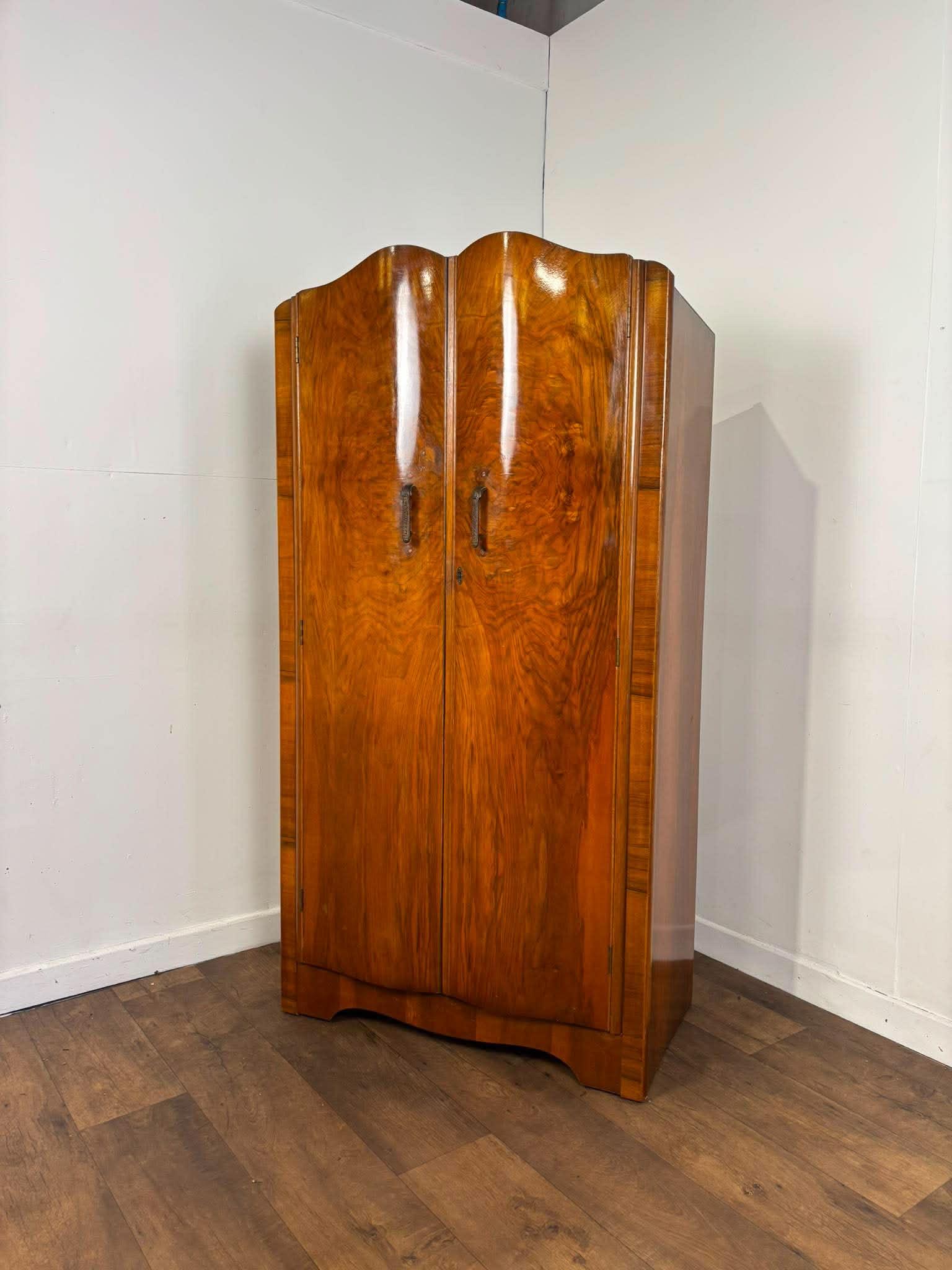 Vintage Art Deco Style Walnut Veneer Wardrobe (1 of 13) Vintage Art Deco Style Walnut Veneer Wardrobe (1 of 13)