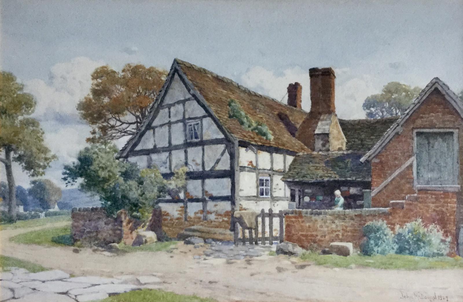 John McDougal Watercolour ‘A Worcestershire Farm House’ (1 of 2)