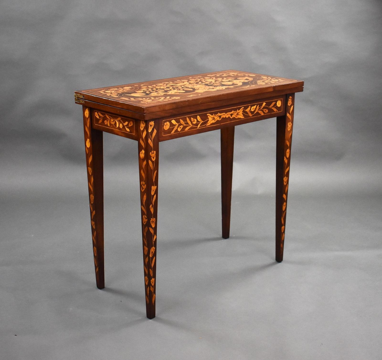 19th Century Dutch Marquetry Card Table (1 of 15)