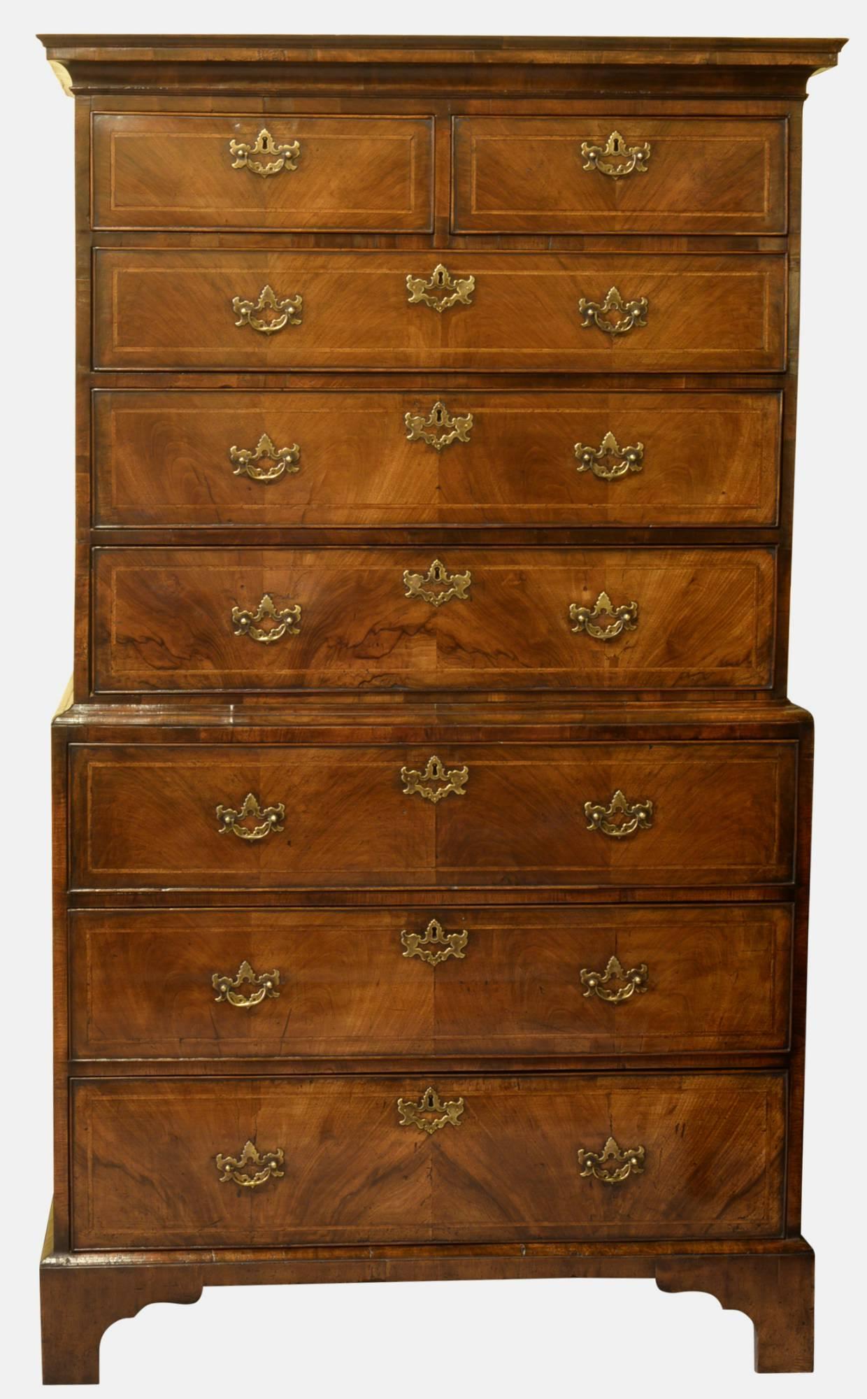 George II Walnut Tall Boy Chest on Chest c.1740 (1 of 1) George II Walnut Tall Boy Chest on Chest c.1740 (1 of 1)
