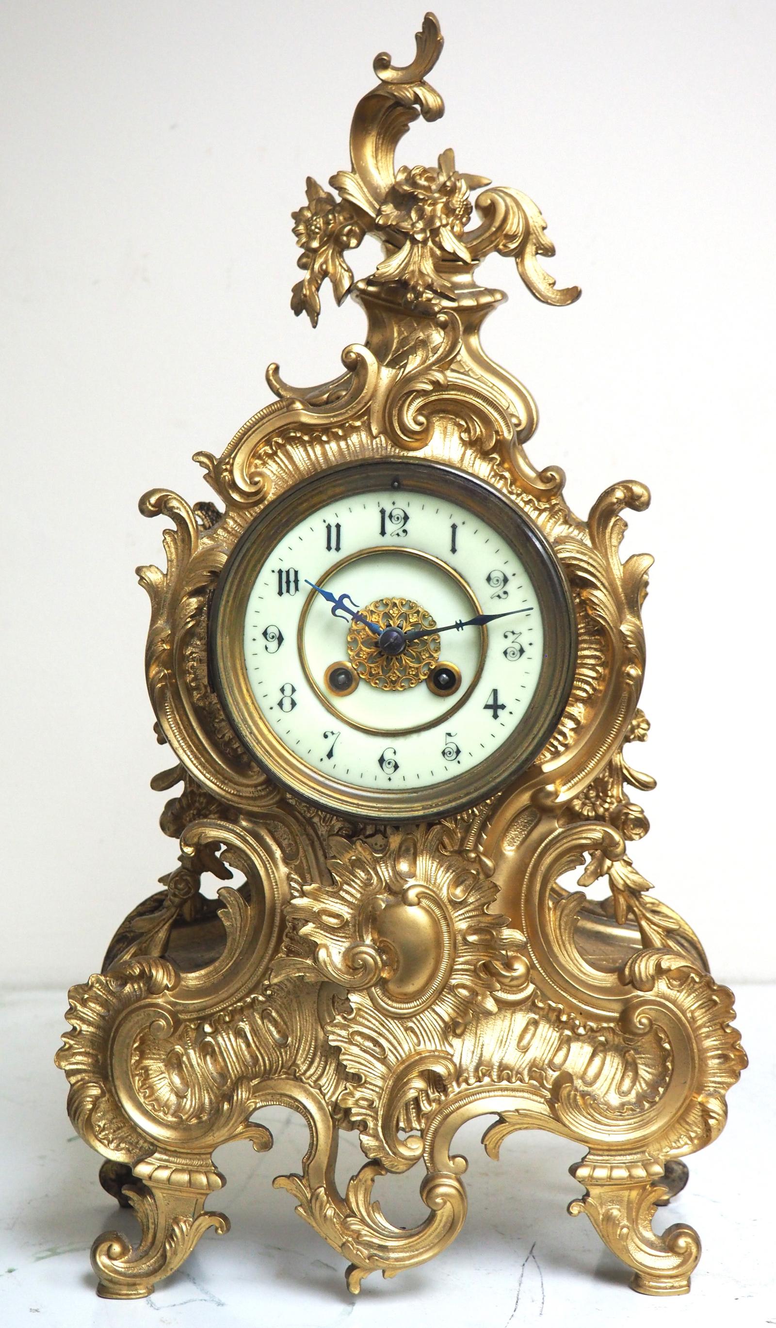 Good French Gilt Bronze Mantel Clock Scrolling Floral Case (1 of 12) Good French Gilt Bronze Mantel Clock Scrolling Floral Case (1 of 12)