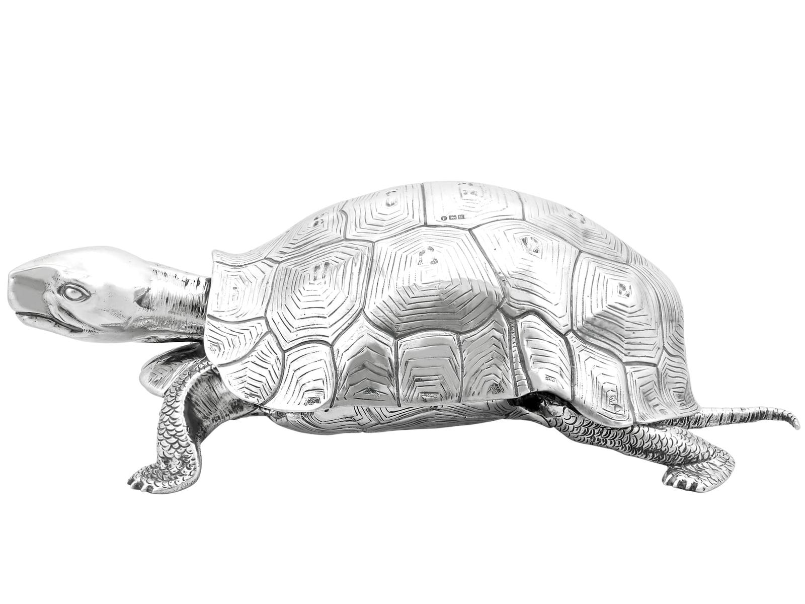 Antique Edwardian Sterling Silver Tortoise Inkwell 1903 (1 of 14)