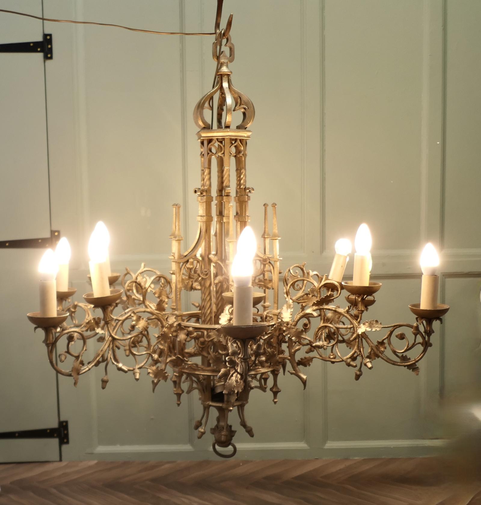 Very Large Gothic Gilt Church Chandelier (1 of 6)