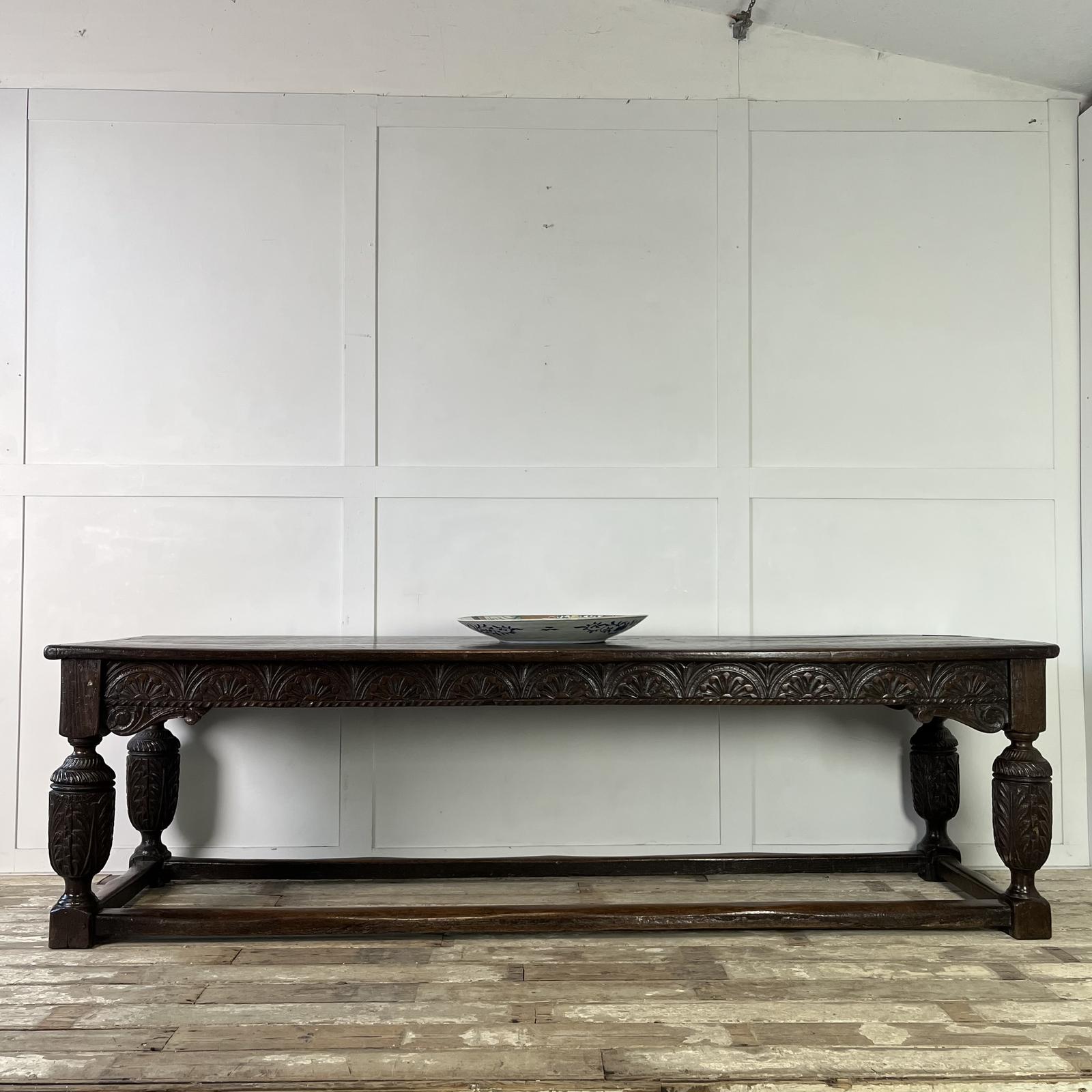Jacobean Carved Oak Refectory Table (1 of 17)