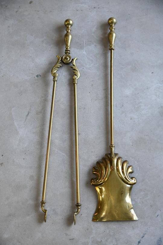 Quality Antique Brass Fire Shovel & Tongs (1 of 9) Quality Antique Brass Fire Shovel & Tongs (1 of 9)