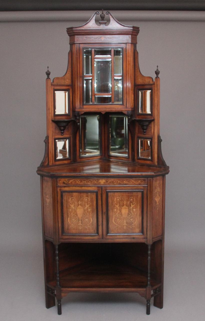 19th Century Inlaid Mahogany Corner Cabinet (1 of 13)