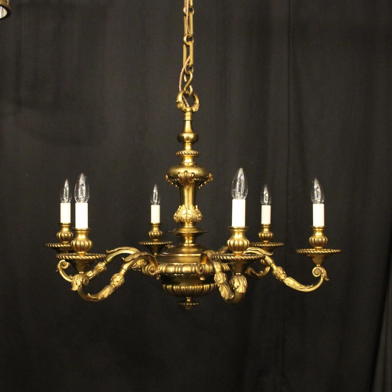 French Gilded Bronze 6 Light Antique Chandelier (1 of 10)