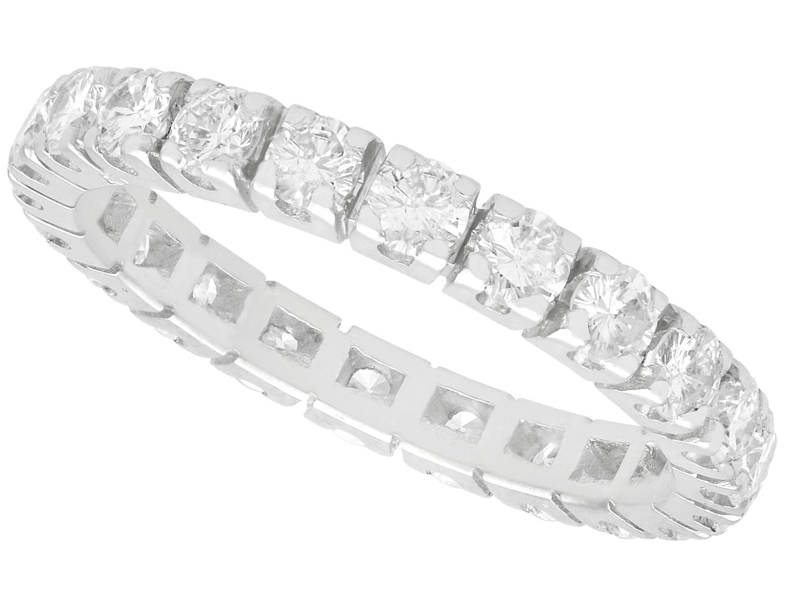 1.10ct Diamond & 18ct White Gold Full Eternity Ring - French 1950s (1 of 8)