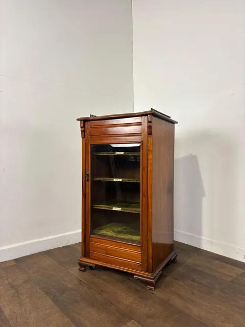 Edwardian Walnut Sheet Music Cabinet with Glass Door & Velvet-lined Shelves (1 of 13) Edwardian Walnut Sheet Music Cabinet with Glass Door & Velvet-lined Shelves (1 of 13)