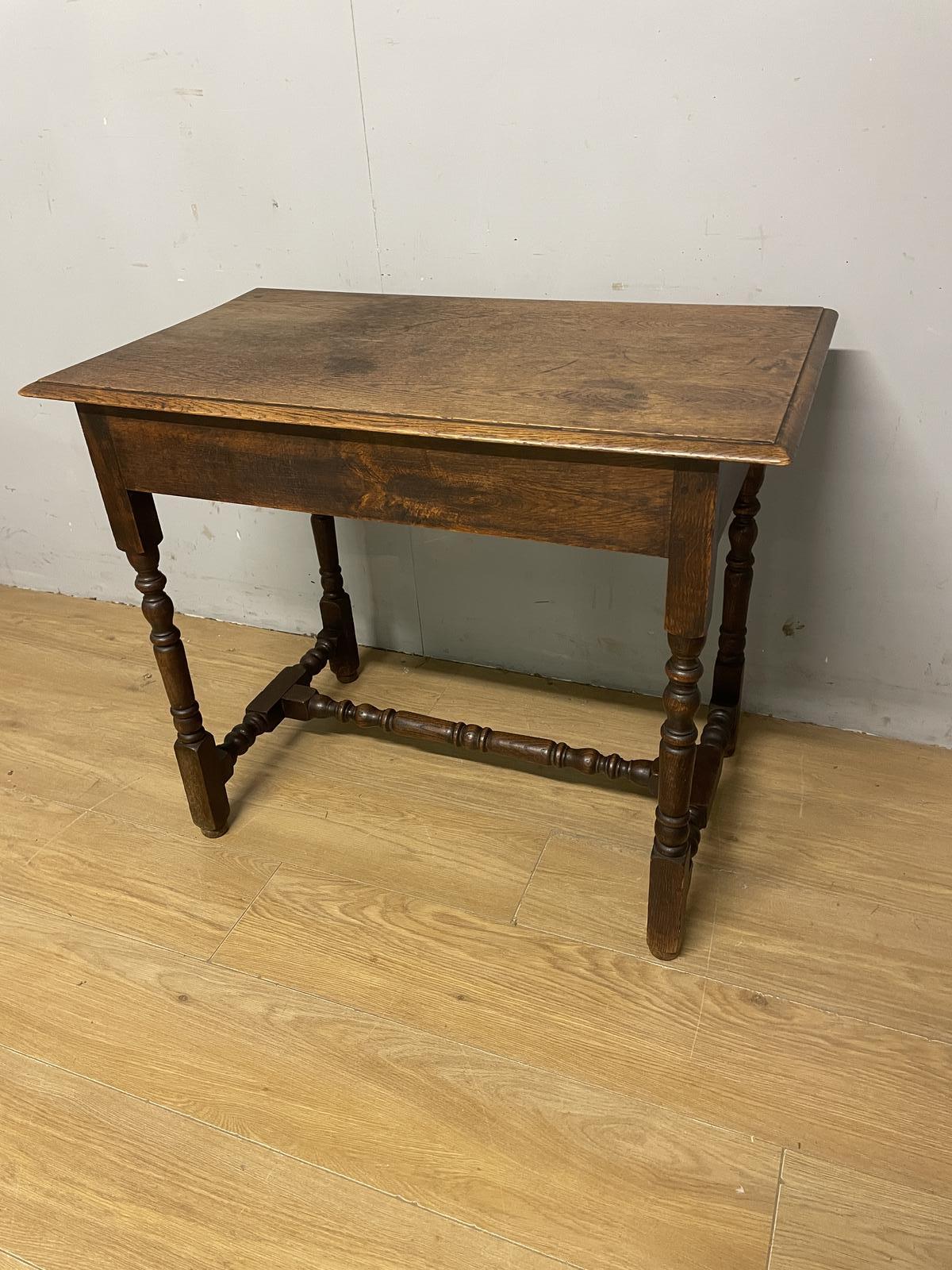 C19TH Solid Oak Side Table on Turned Legs ex York Minster (1 of 8)