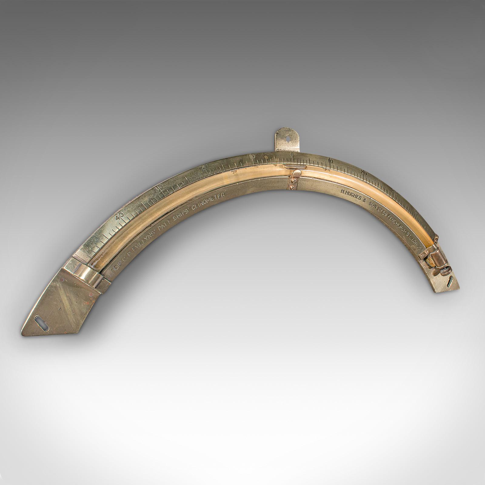 Antique Ship's Clinometer, English, Brass, Maritime Instrument, H Hughes c.1900 (1 of 9)