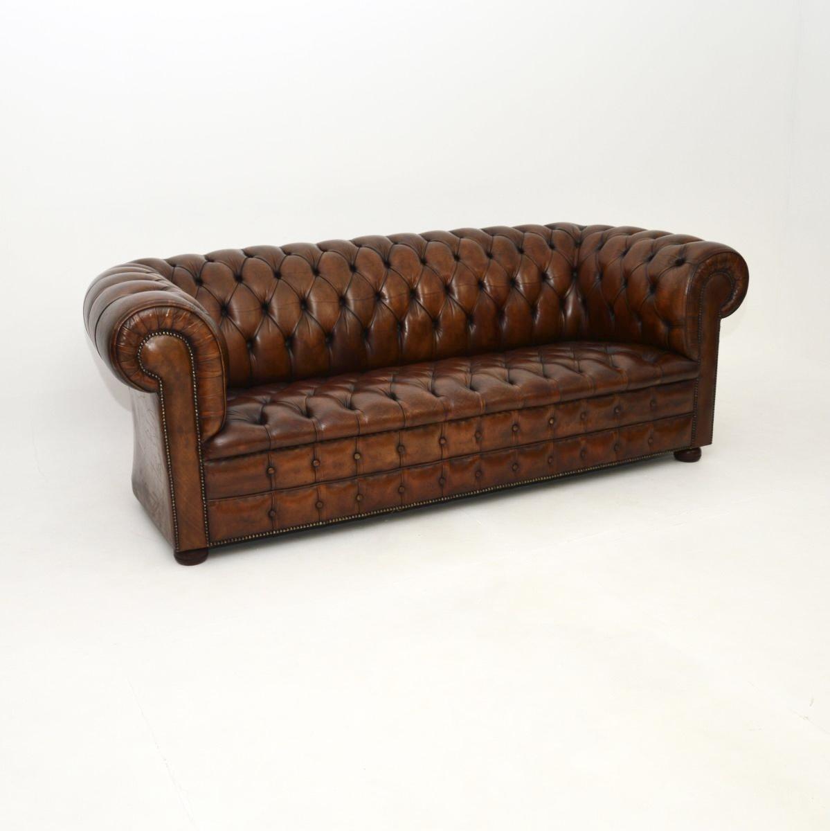 Deep Buttoned Leather Chesterfield Sofa (1 of 10)