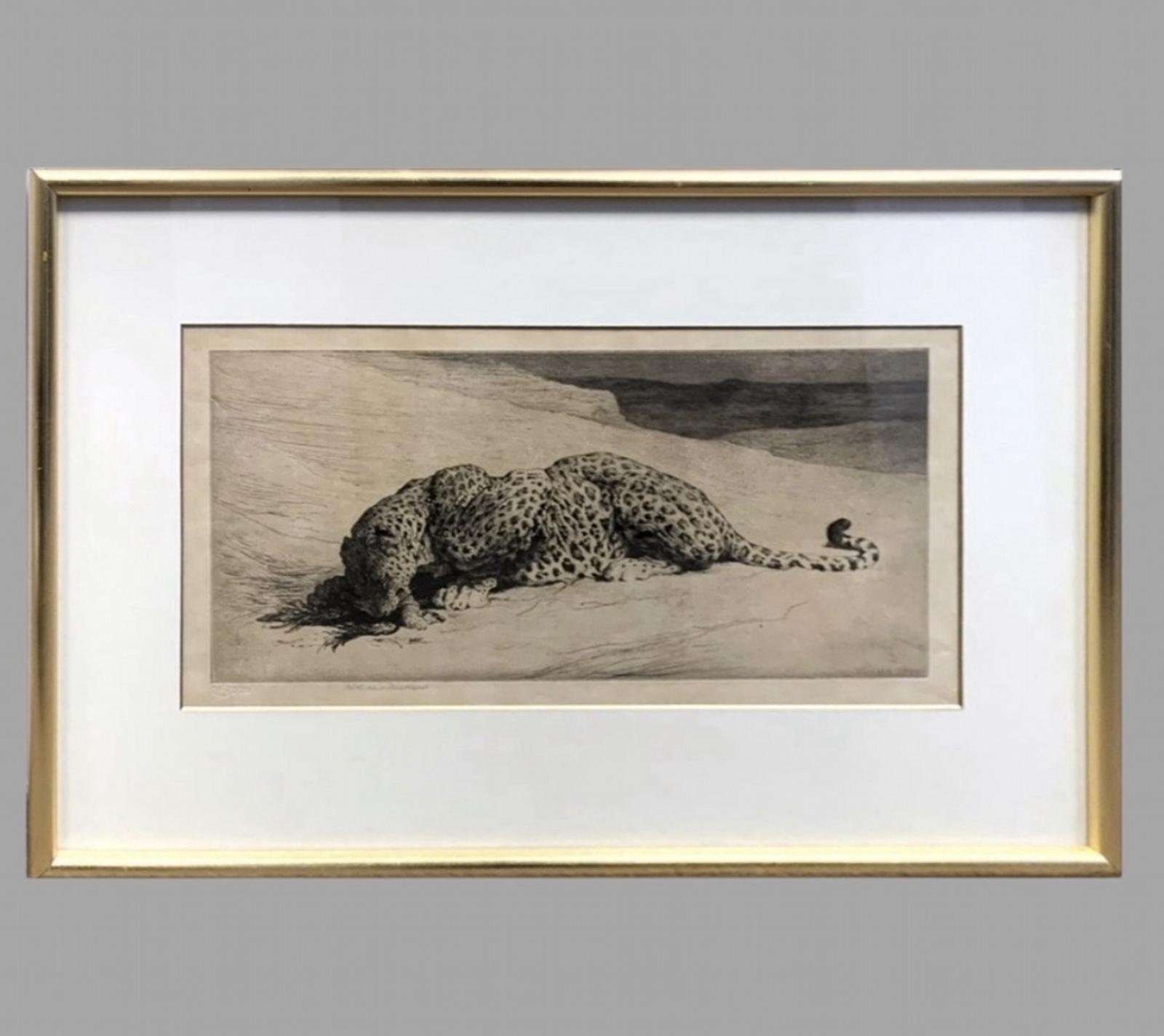 Herbert Dicksee - Etching on Paper 1920 - Signed Art Proof Ltd Ed - Leopard & Jungle Fowl (1 of 4) Herbert Dicksee - Etching on Paper 1920 - Signed Art Proof Ltd Ed - Leopard & Jungle Fowl (1 of 4)