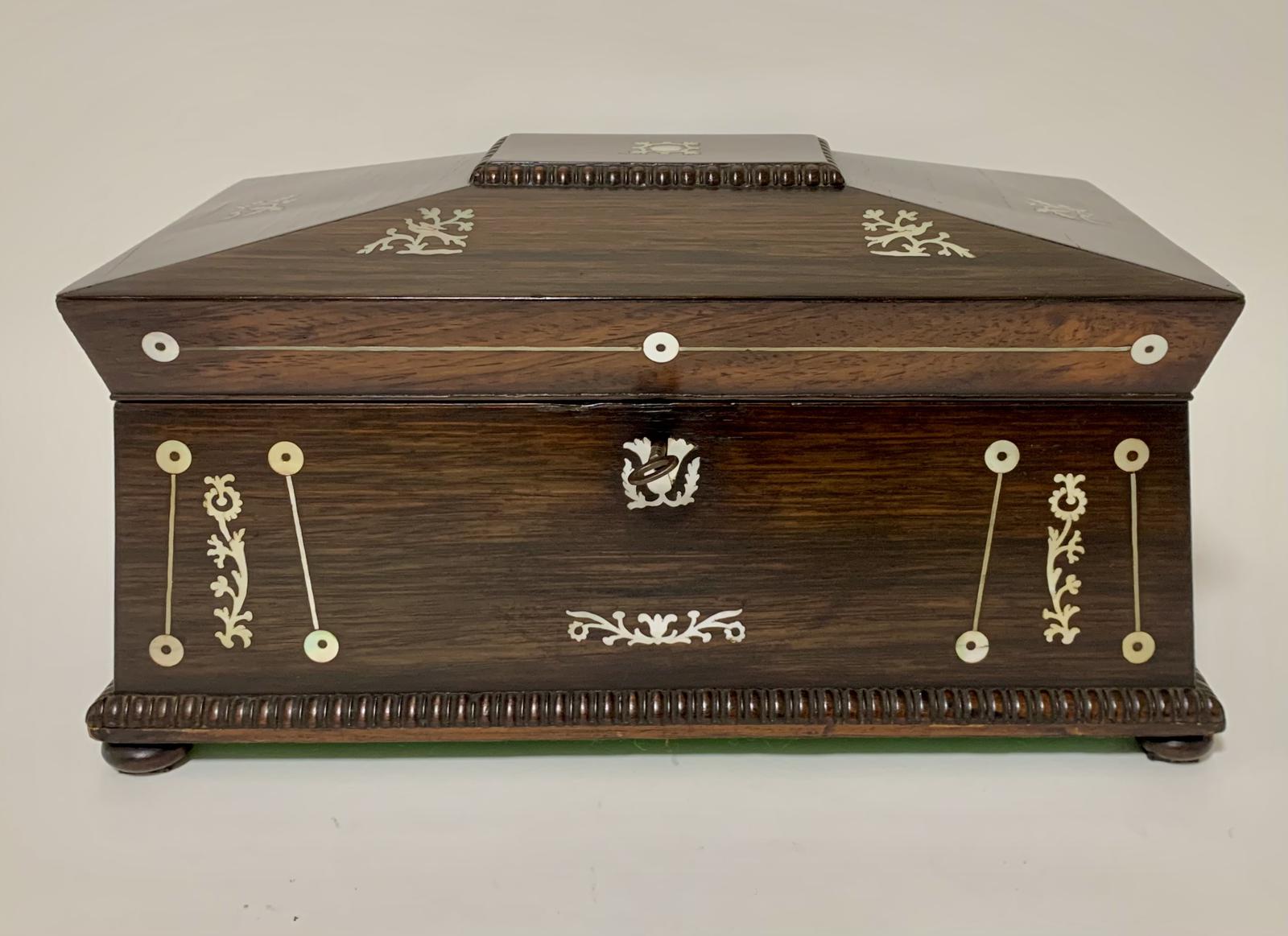 Regency Rosewood Mother of Pearl Inlaid Tea Caddy (1 of 16) Regency Rosewood Mother of Pearl Inlaid Tea Caddy (1 of 16)