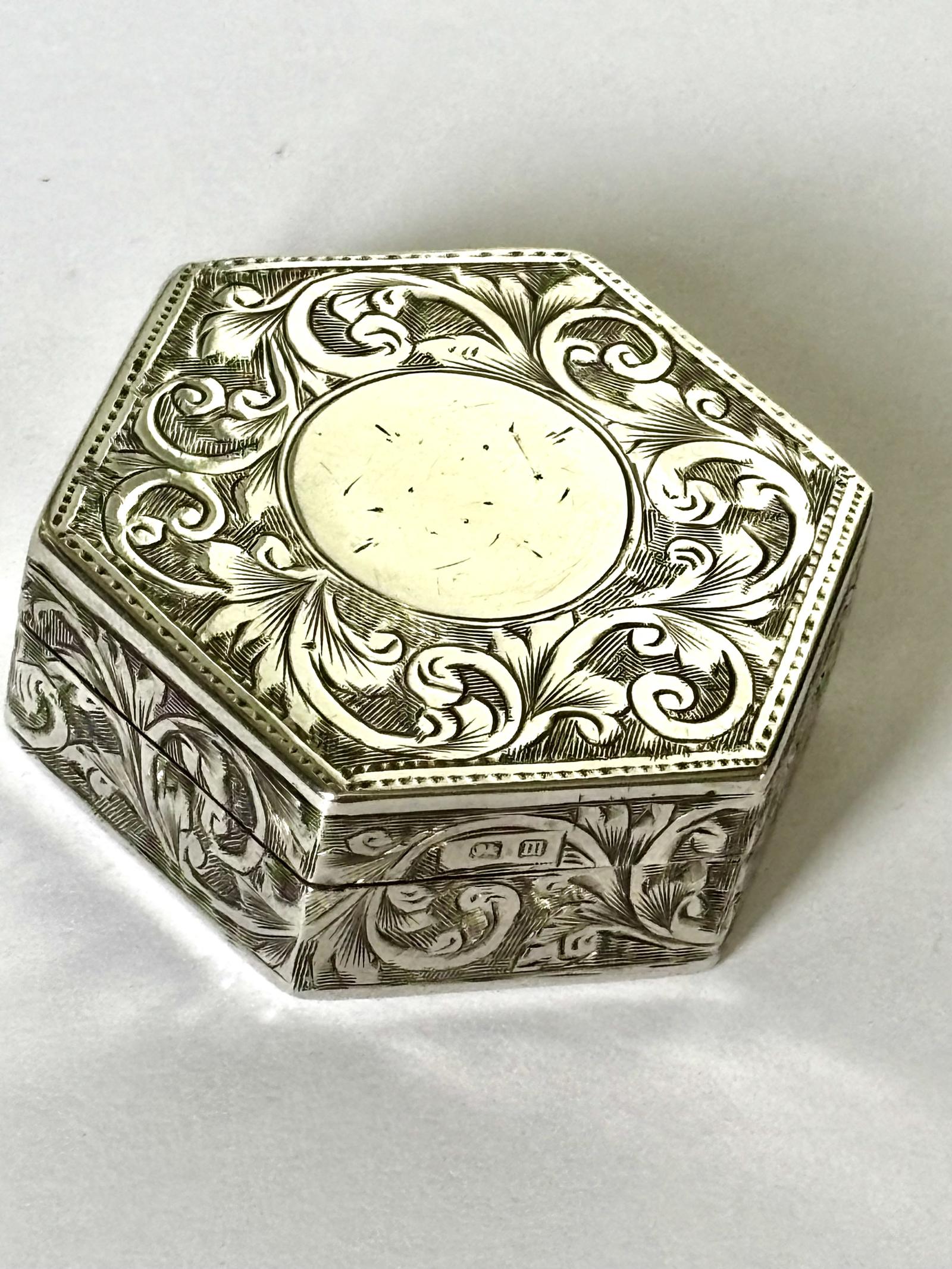 Antique Silver Hexagonal Pill Trinket Ring Box - Birmingham 1911 Rolason Bros (1 of 8) Antique Silver Hexagonal Pill Trinket Ring Box - Birmingham 1911 Rolason Bros (1 of 8)