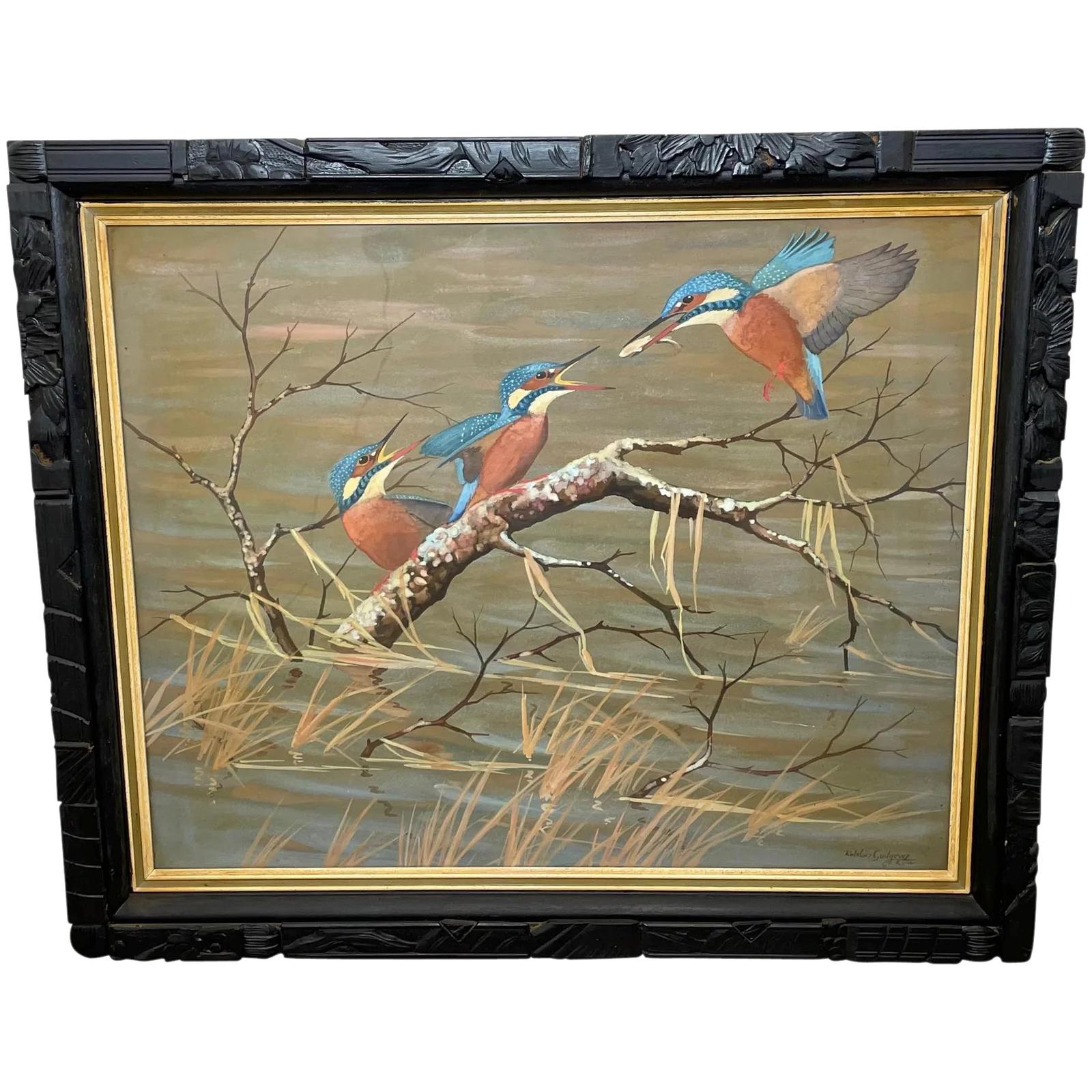 Watercolour Painting "Kingfishers Mother Feeding Young" Birds by Ralston Gudgeon (1 of 36) Watercolour Painting "Kingfishers Mother Feeding Young" Birds by Ralston Gudgeon (1 of 36)