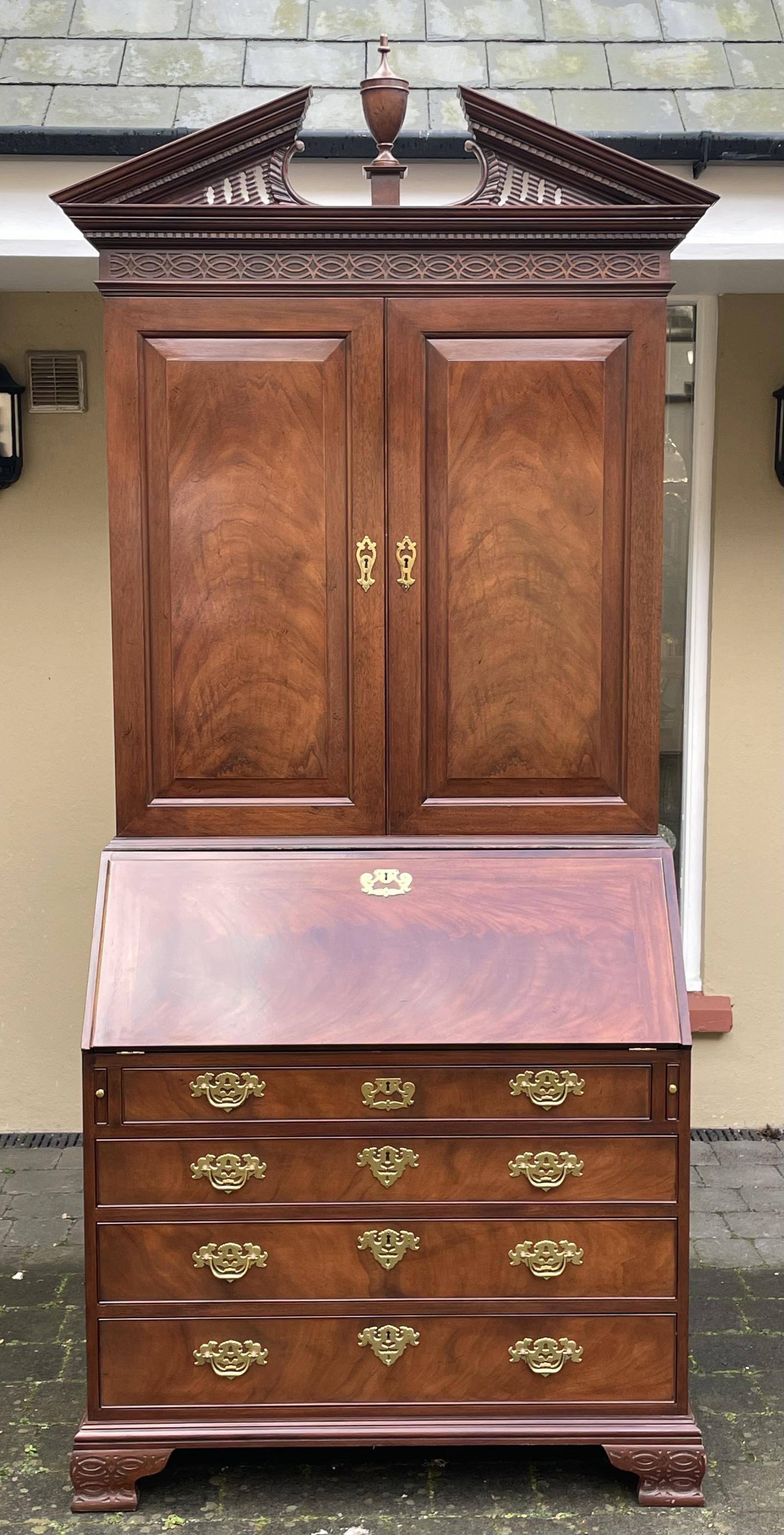 Chippendale Style Mahogany Bureau Bookcase (1 of 10)