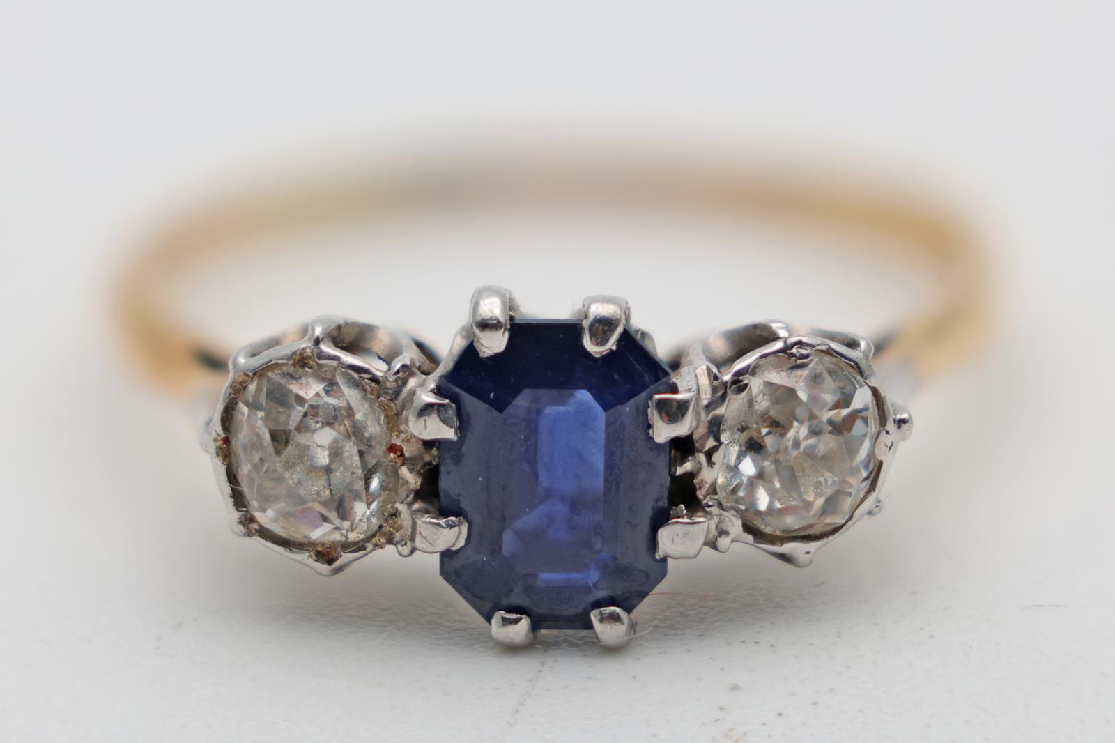 Sapphire and Diamond 18ct Gold Trilogy Ring, Edwardian (1 of 4) Sapphire and Diamond 18ct Gold Trilogy Ring, Edwardian (1 of 4)