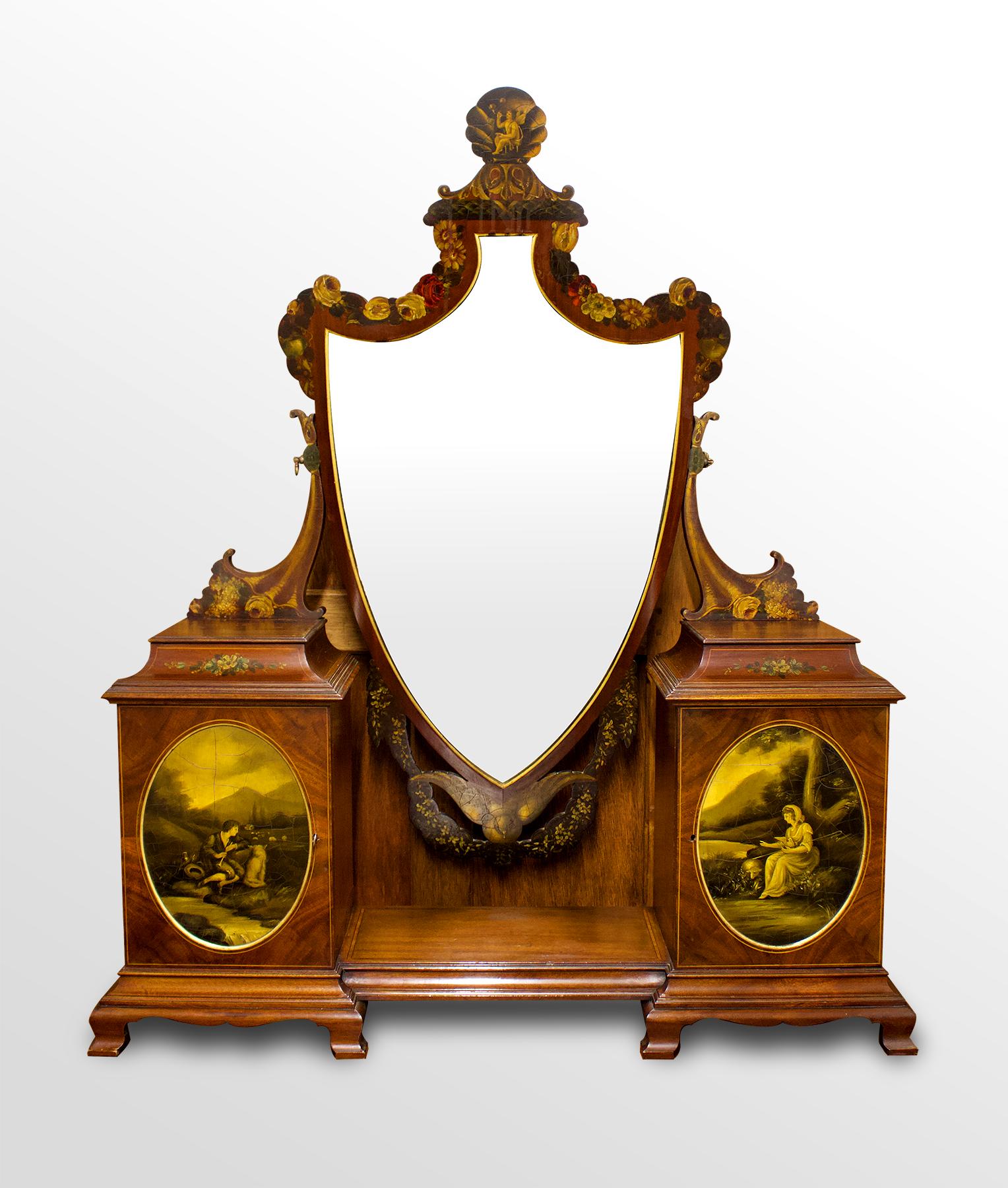 19th Century Mahogany & Painted Table Top Cheval Mirror LA443073