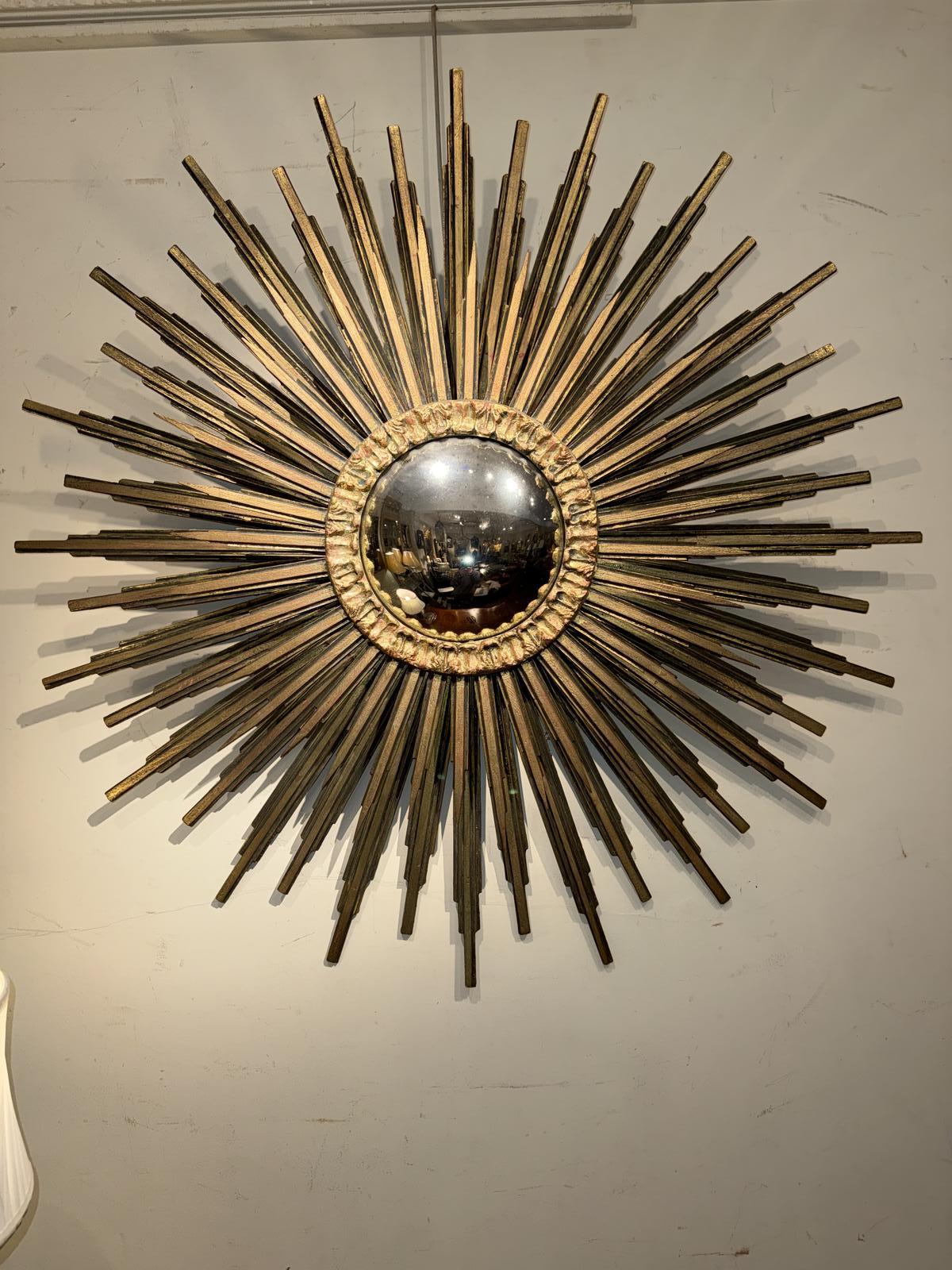 Very Large Gilded Wood Sunburst Mirror (1 of 7) Very Large Gilded Wood Sunburst Mirror (1 of 7)
