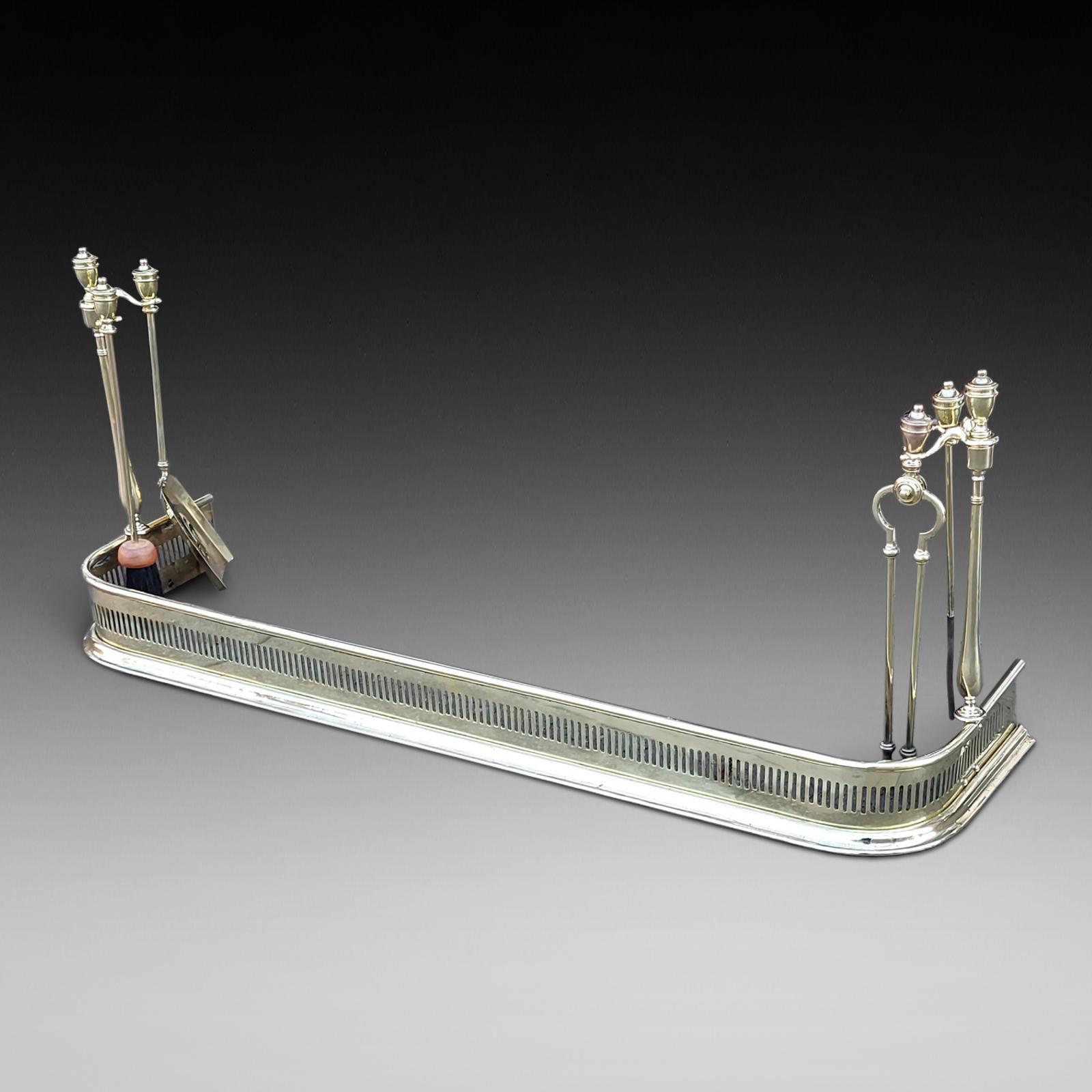 Late Victorian Brass Fender & Fire Tools (1 of 9) Late Victorian Brass Fender & Fire Tools (1 of 9)