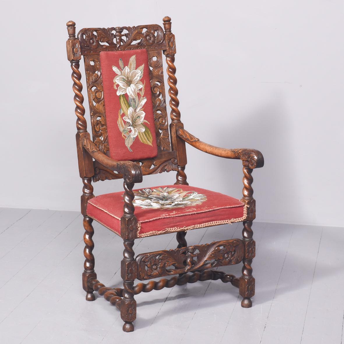 Carved Walnut Armchair (1 of 12)