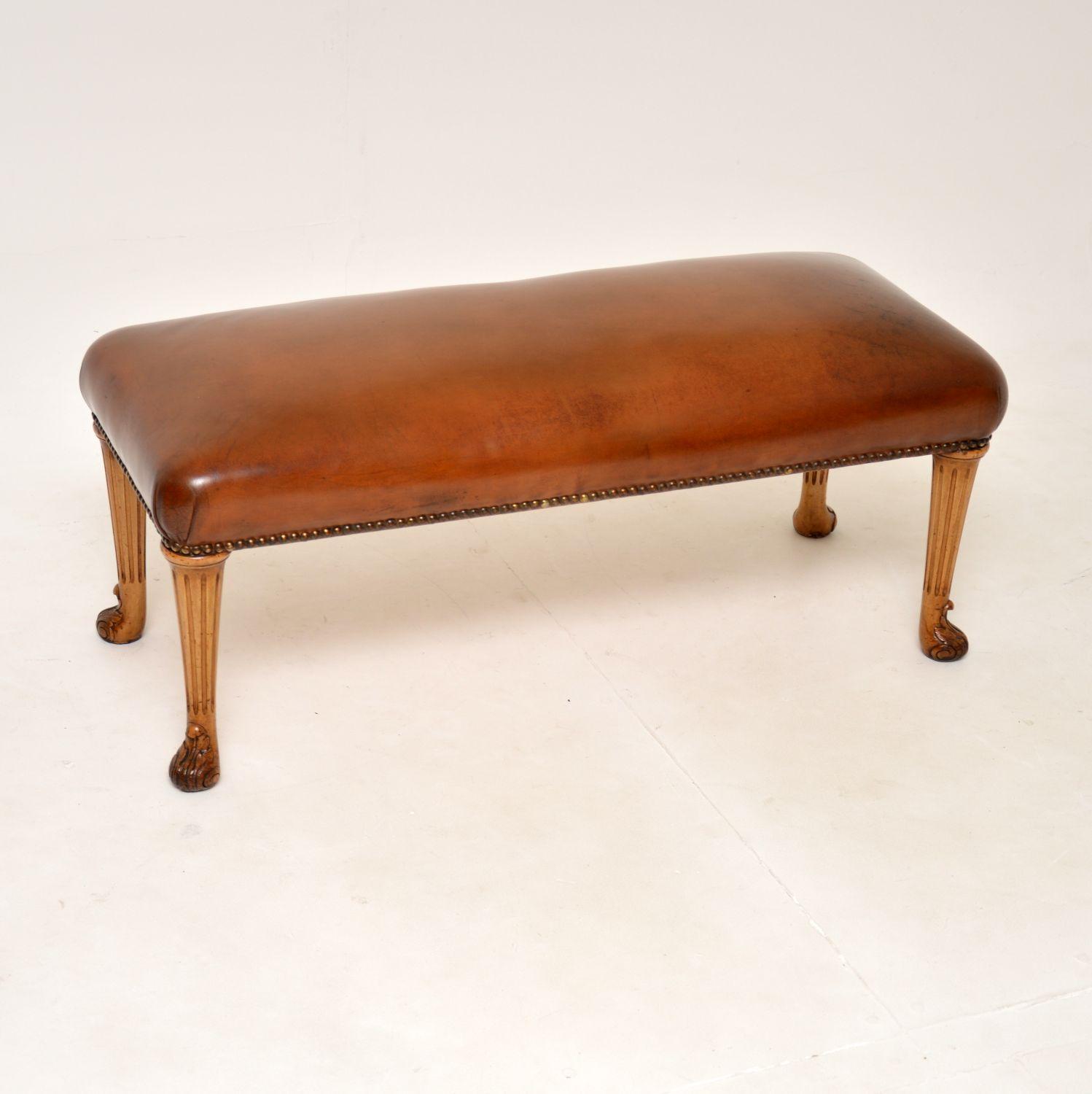 Antique Leather & Walnut Stool by Hille (1 of 8) Antique Leather & Walnut Stool by Hille (1 of 8)