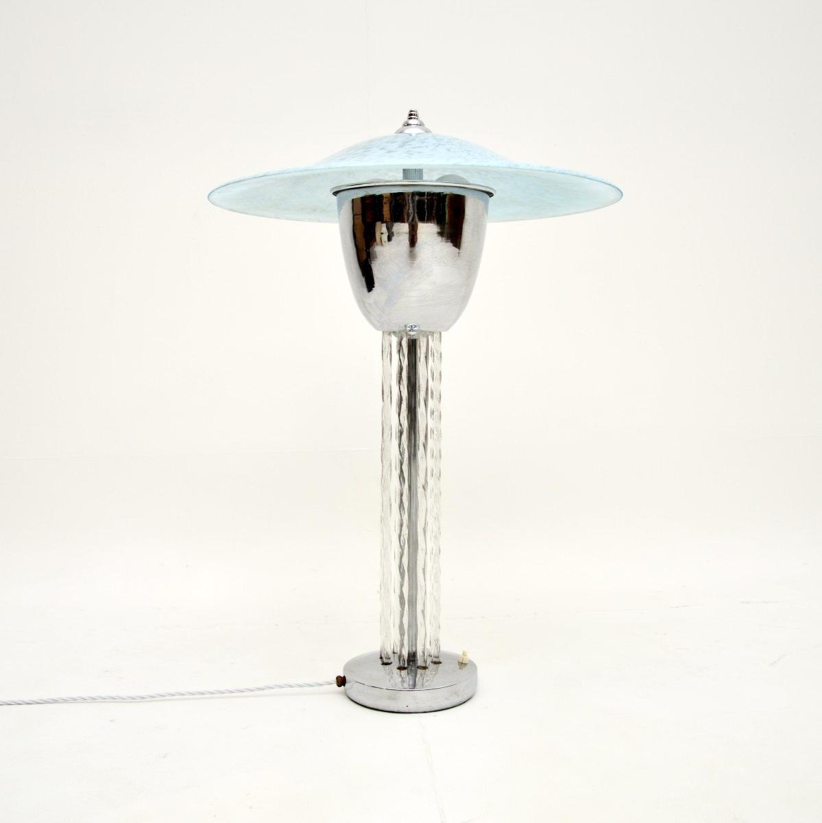 Large French Art Deco Chrome & Glass Table Lamp (1 of 8) Large French Art Deco Chrome & Glass Table Lamp (1 of 8)