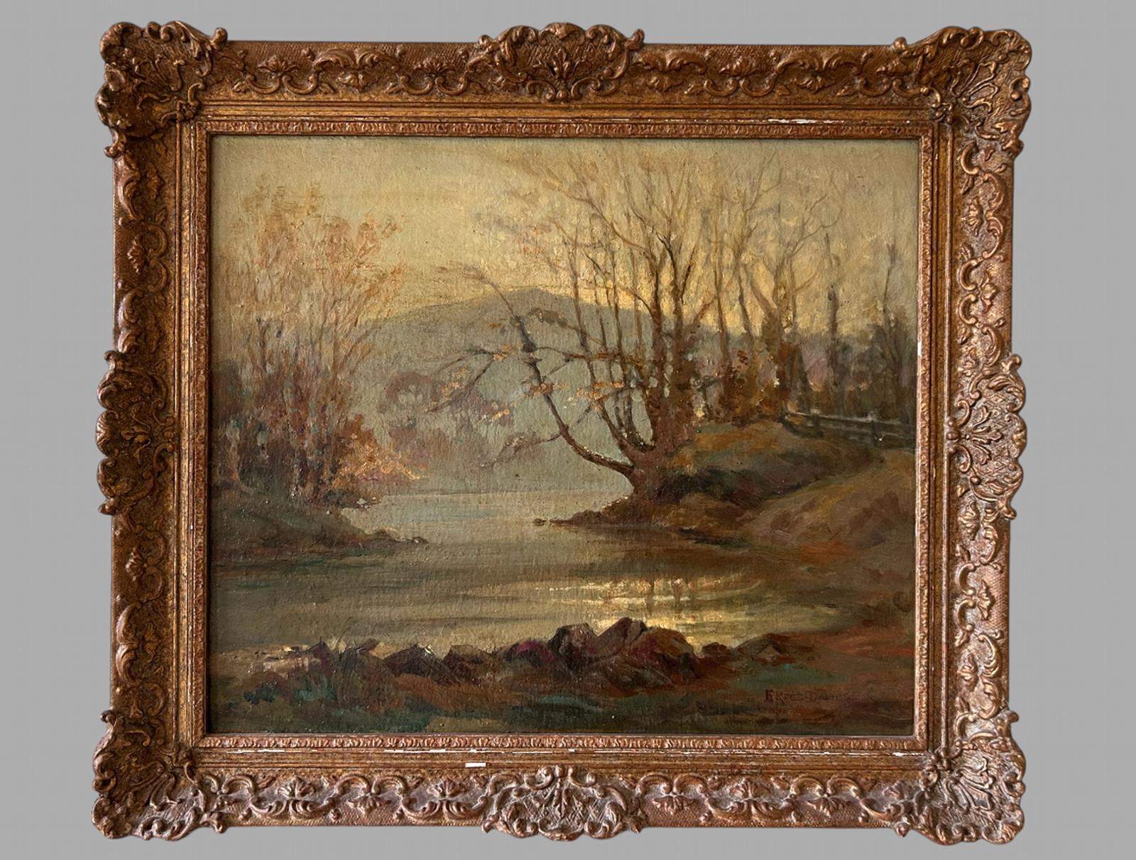 Edith Rees Davies (1898-1968) Oil - River at Ambleside (1 of 5)