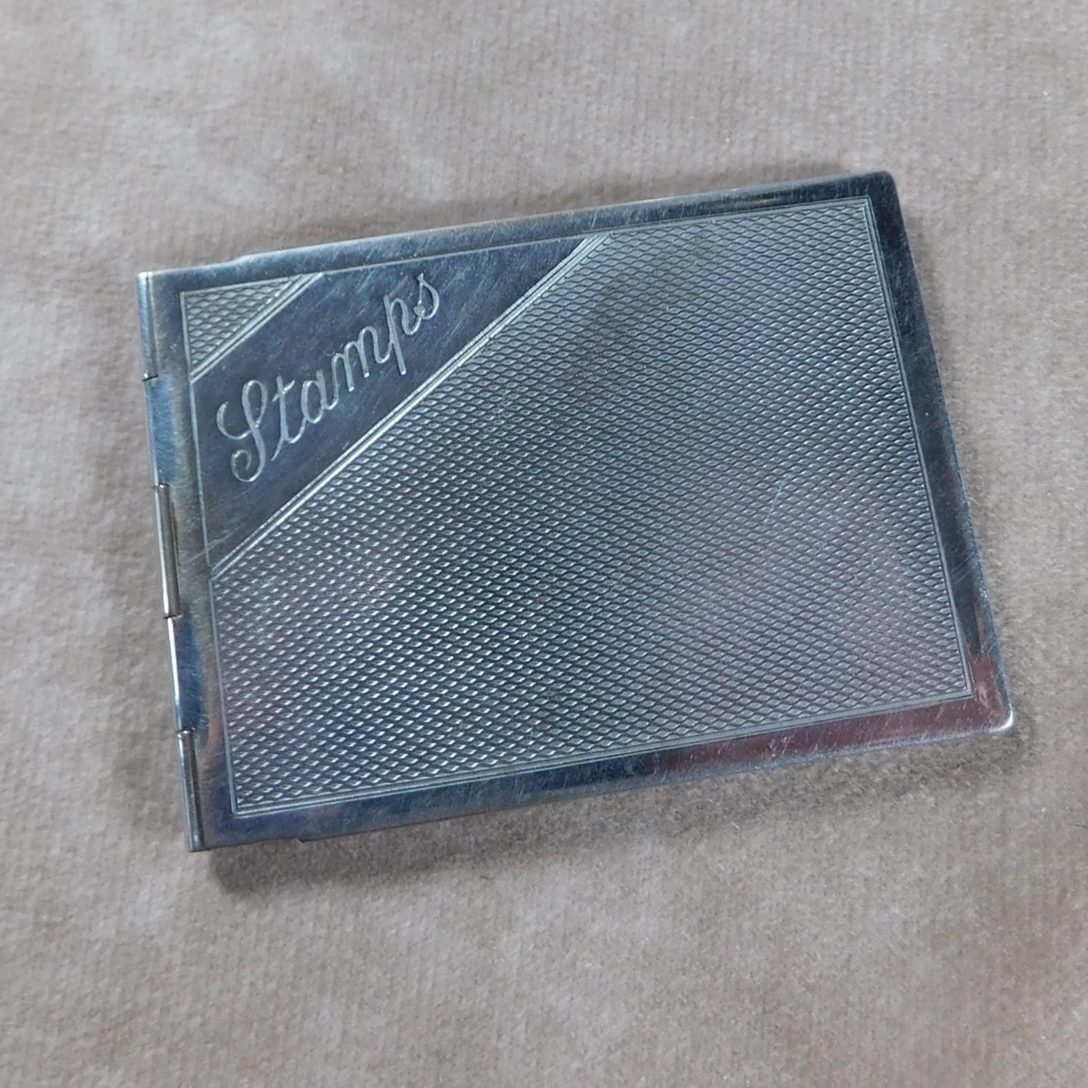 Chrome Plated, Engine Turned Stamp Case c1933 (1 of 1) Chrome Plated, Engine Turned Stamp Case c1933 (1 of 1)