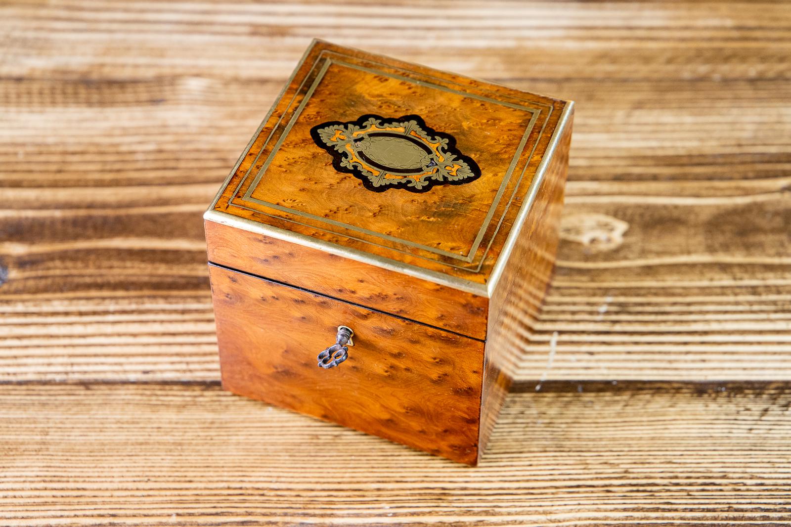 Single Amboyna French Tea Caddy c.1880 (1 of 11) Single Amboyna French Tea Caddy c.1880 (1 of 11)