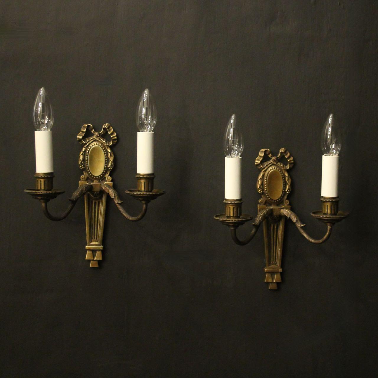 French Pair Of Gilded Twin Arm Wall Lights (1 of 10) French Pair Of Gilded Twin Arm Wall Lights (1 of 10)