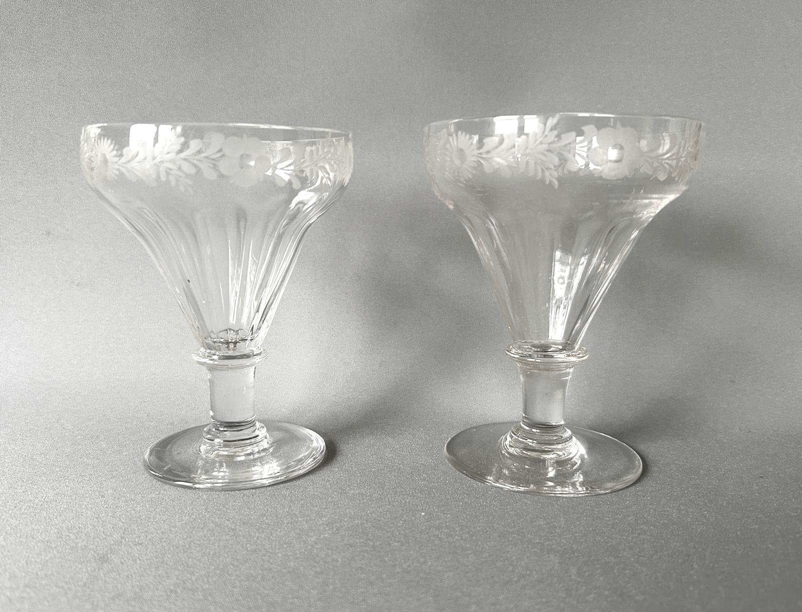 Handsome Pair of Late Victorian Etched Glass Rummers (1 of 5) Handsome Pair of Late Victorian Etched Glass Rummers (1 of 5)