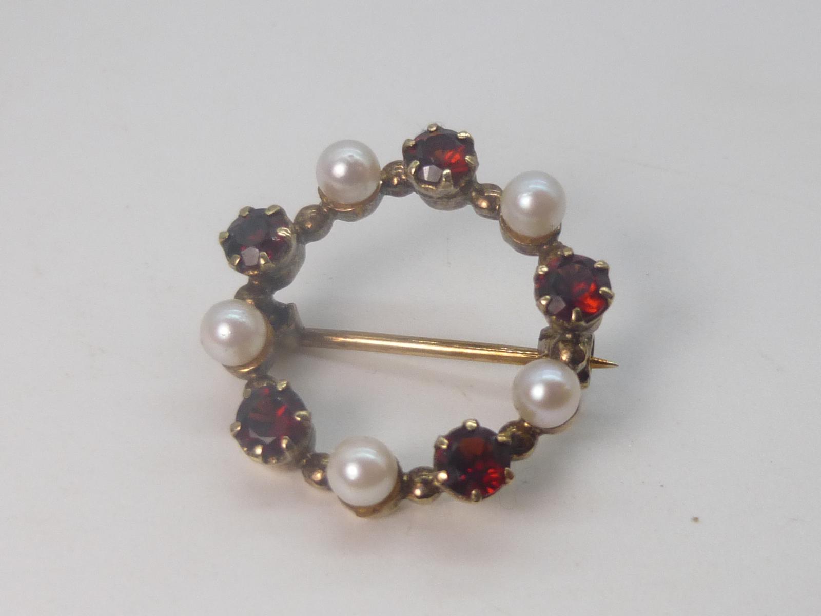 Garnet & Pearl Garland Brooch (1 of 5)