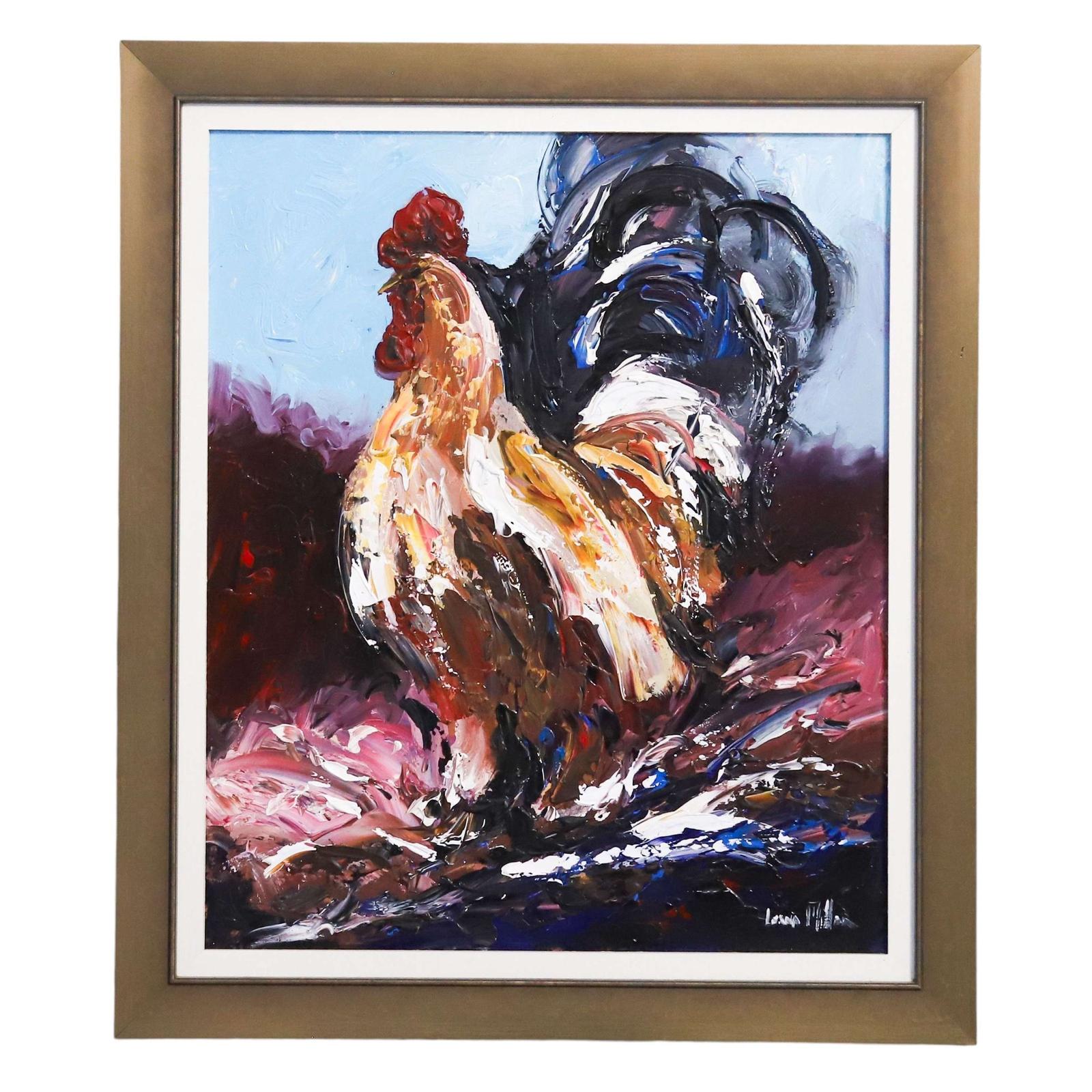 Acrylic on board Painting Of A Cockerel By Lorna Millar (1 of 8)