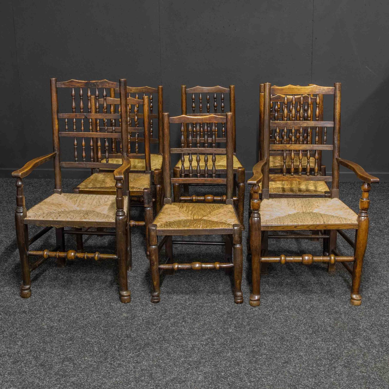 Set of 8 Lancashire Spindleback Chairs (1 of 14)