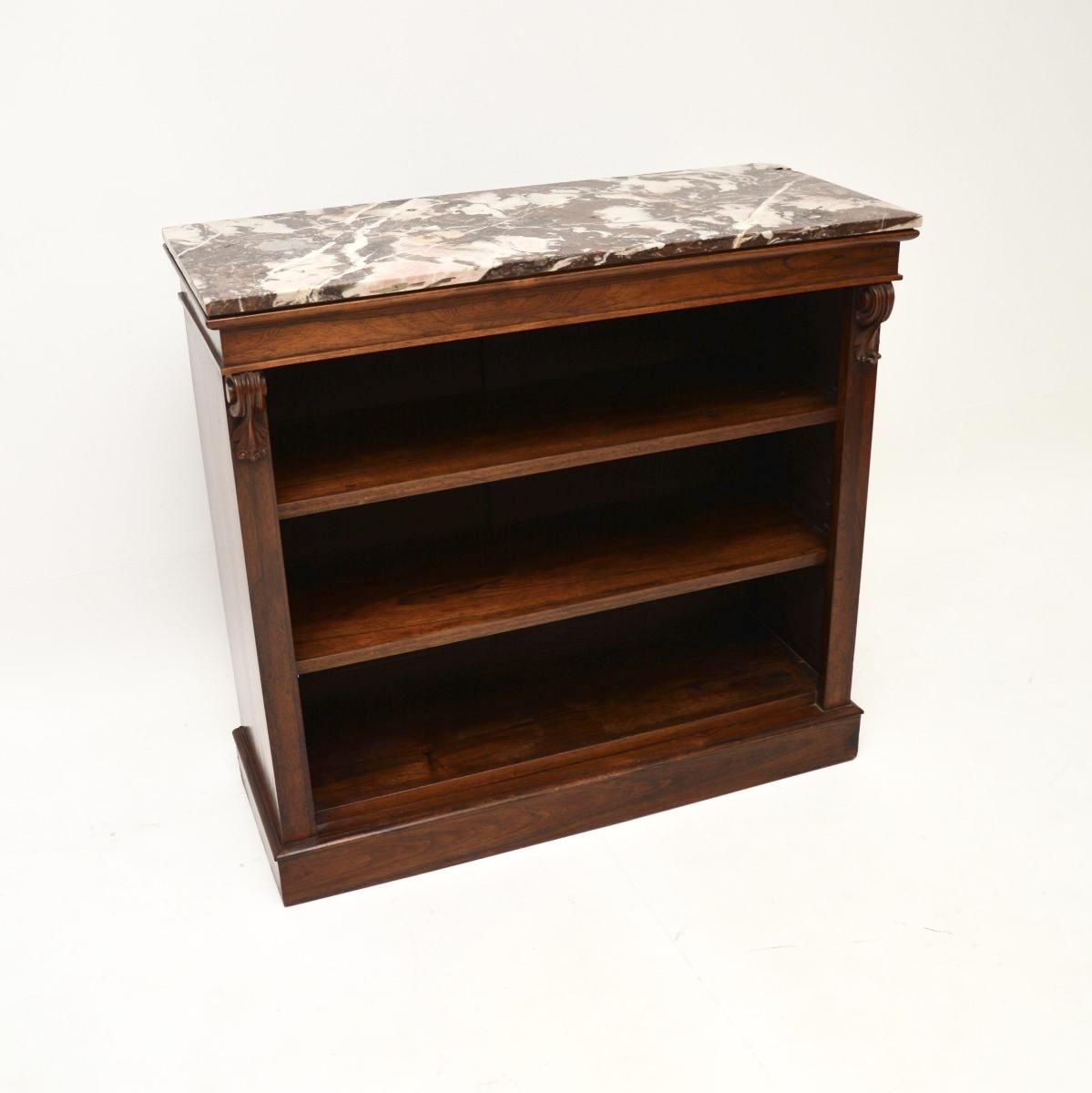 Antique Victorian Rosewood Marble Top Bookcase (1 of 12)
