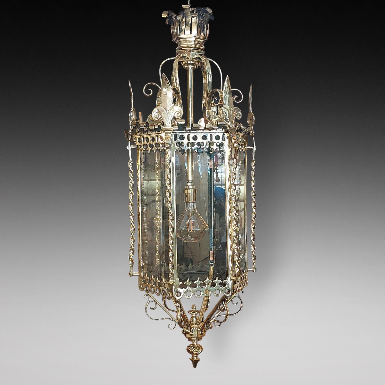 Grand Victorian Brass Lantern of Hexagonal Form (1 of 9) Grand Victorian Brass Lantern of Hexagonal Form (1 of 9)