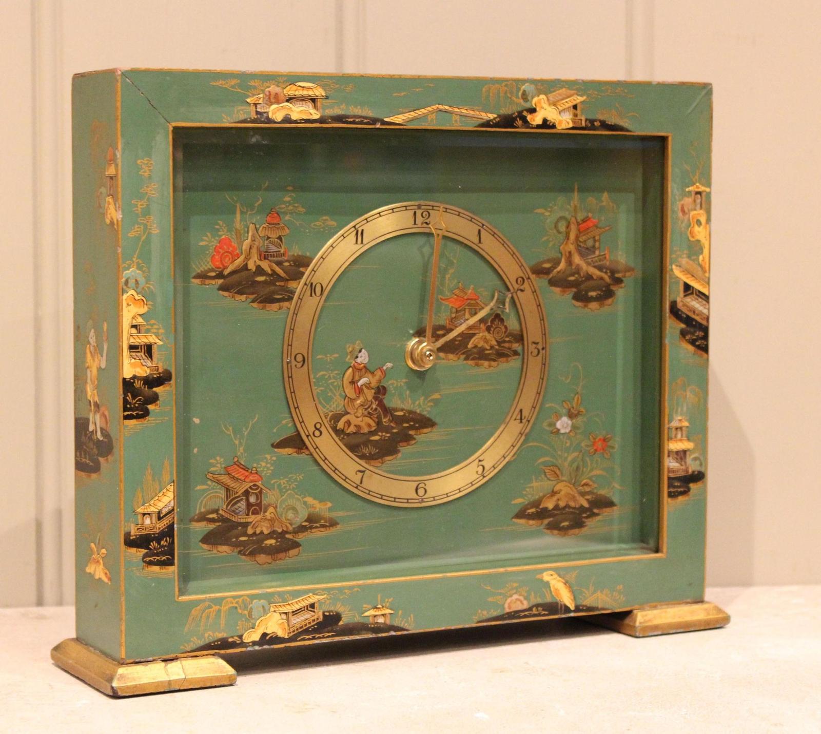 Green Chinoiserie Mantel Clock (1 of 9) Green Chinoiserie Mantel Clock (1 of 9)