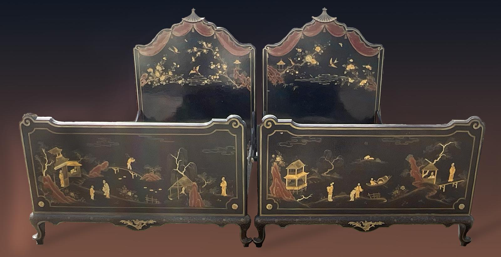 Pair of Continental Japanese Style Single Beds (1 of 10)