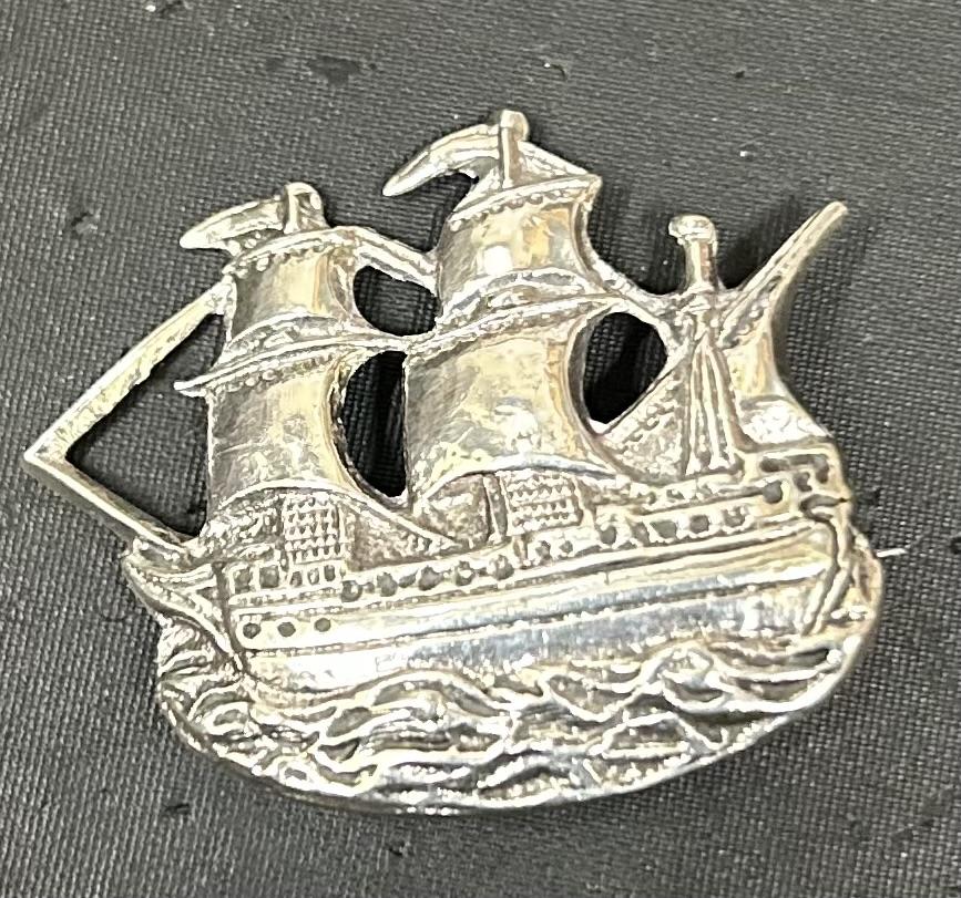 Silver Mayflower Brooch. Chester 1955 (1 of 2) Silver Mayflower Brooch. Chester 1955 (1 of 2)