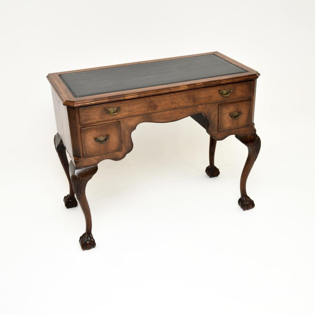 Antique Figured Walnut Leather Top Desk (1 of 10)