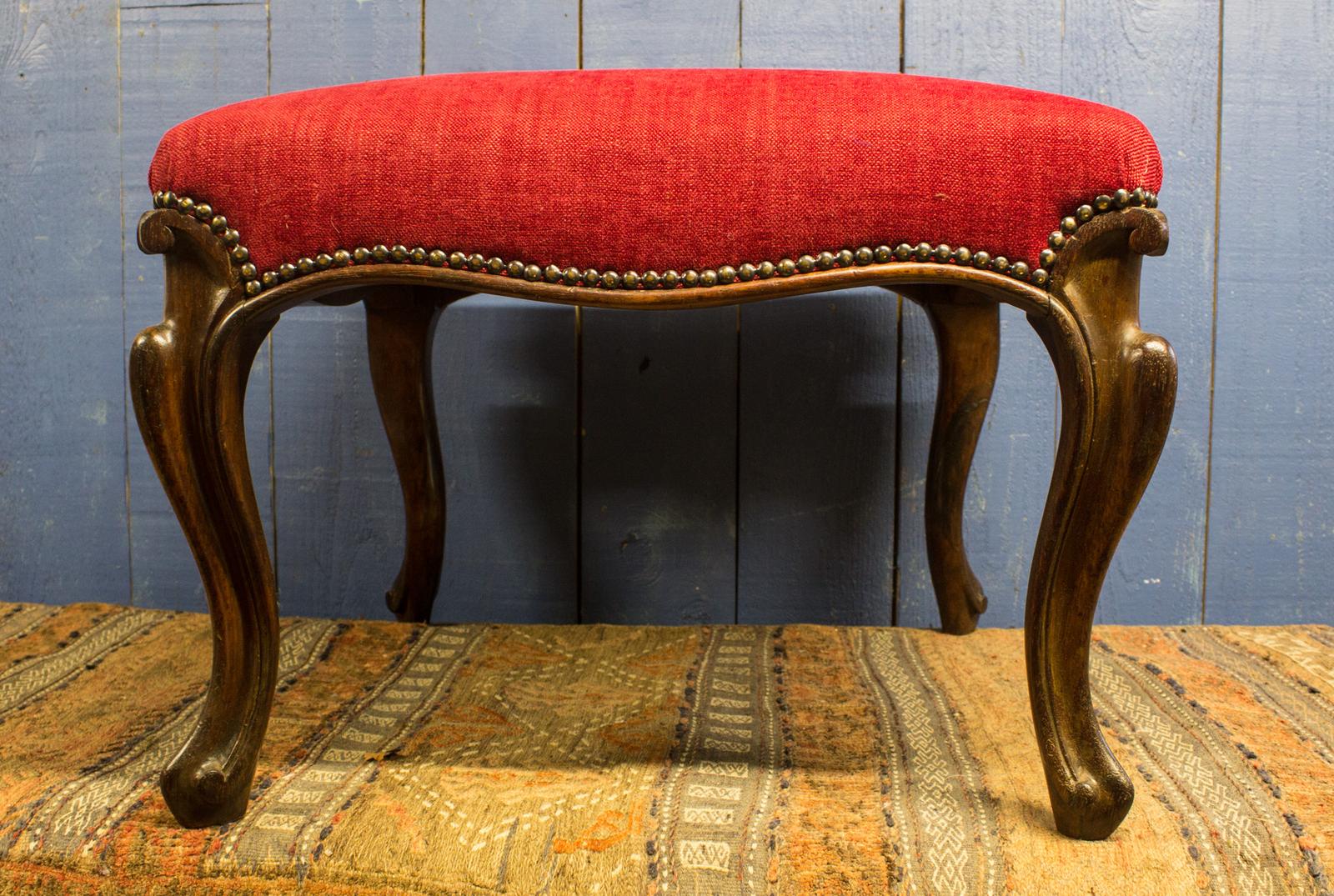 Large 19th Century Rosewood Footstool - Upholstered, French Cabriole Legs (1 of 9) Large 19th Century Rosewood Footstool - Upholstered, French Cabriole Legs (1 of 9)